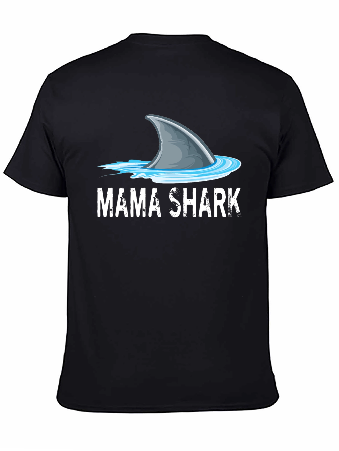 Mama Shark Graphic Tee - Mens Black Cotton T-Shirt