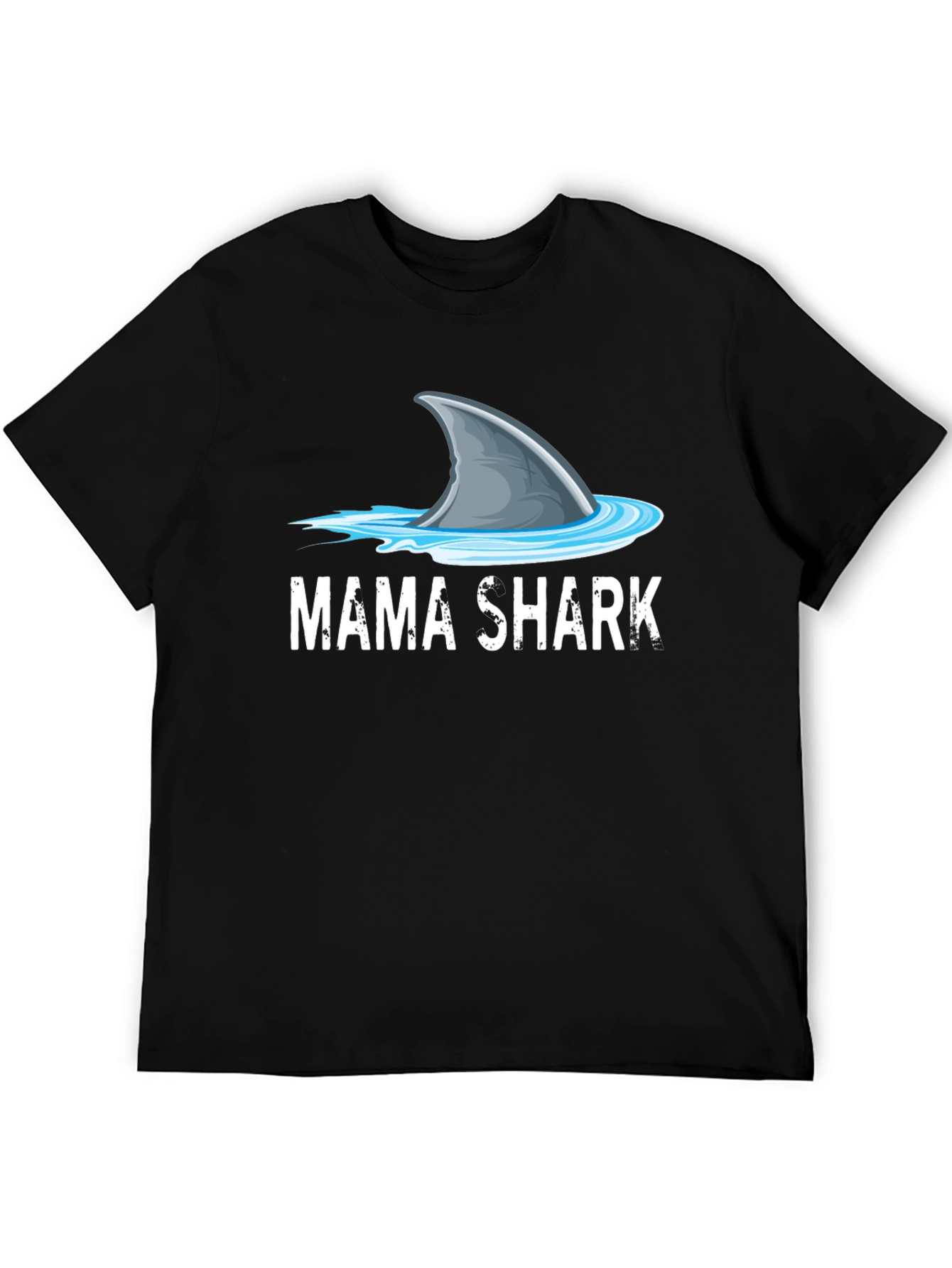 Mama Shark Graphic Tee - Mens Black Cotton T-Shirt