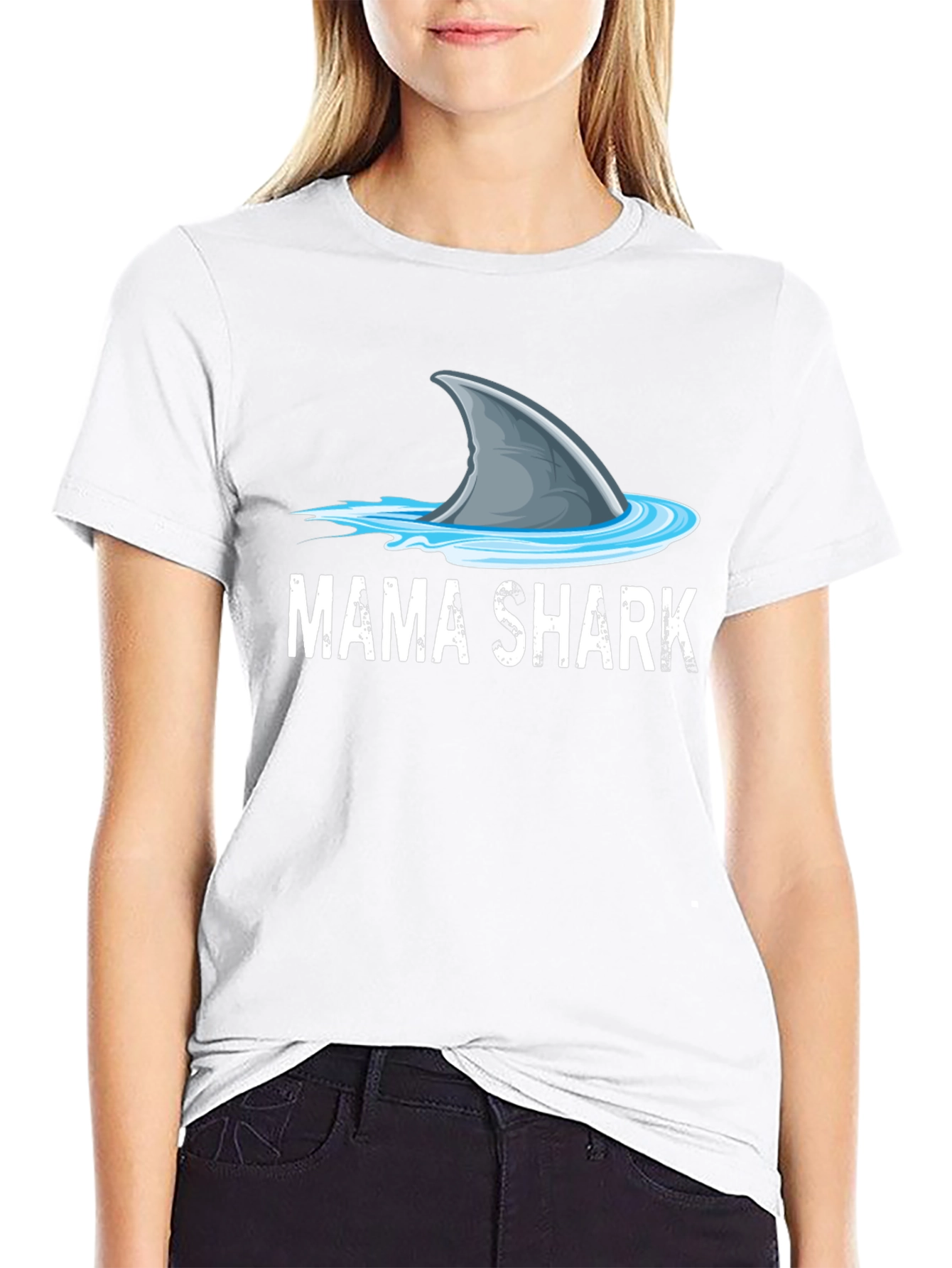 Mama Shark Graphic Tee - Mens Black Cotton T-Shirt
