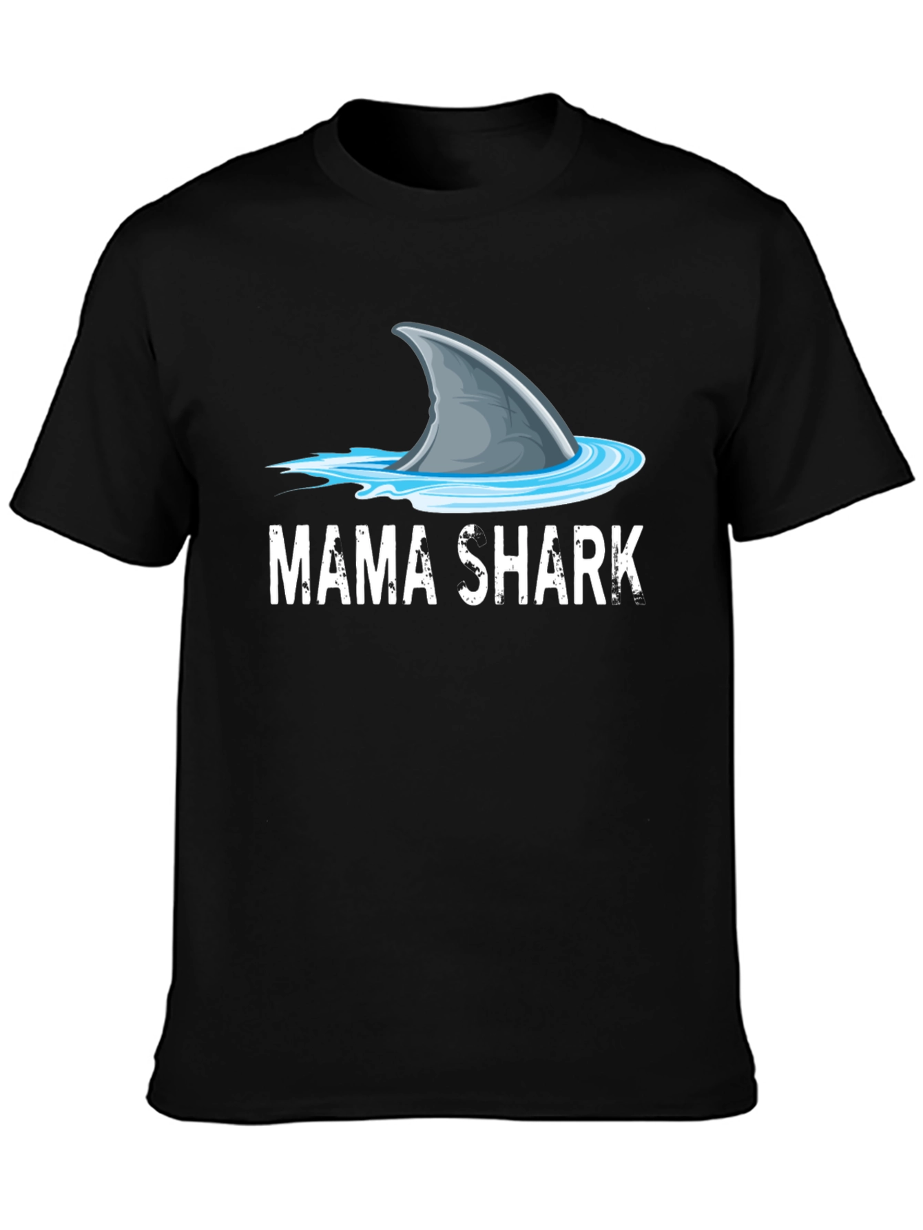 Mama Shark Graphic Tee - Mens Black Cotton T-Shirt