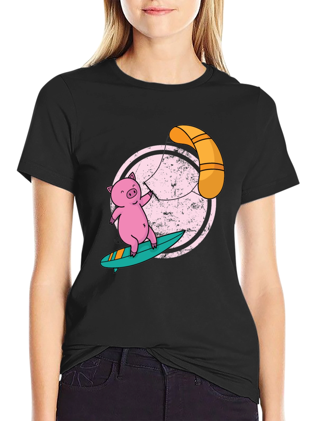 Surfing Pig T-Shirt - Unique Graphic Tee