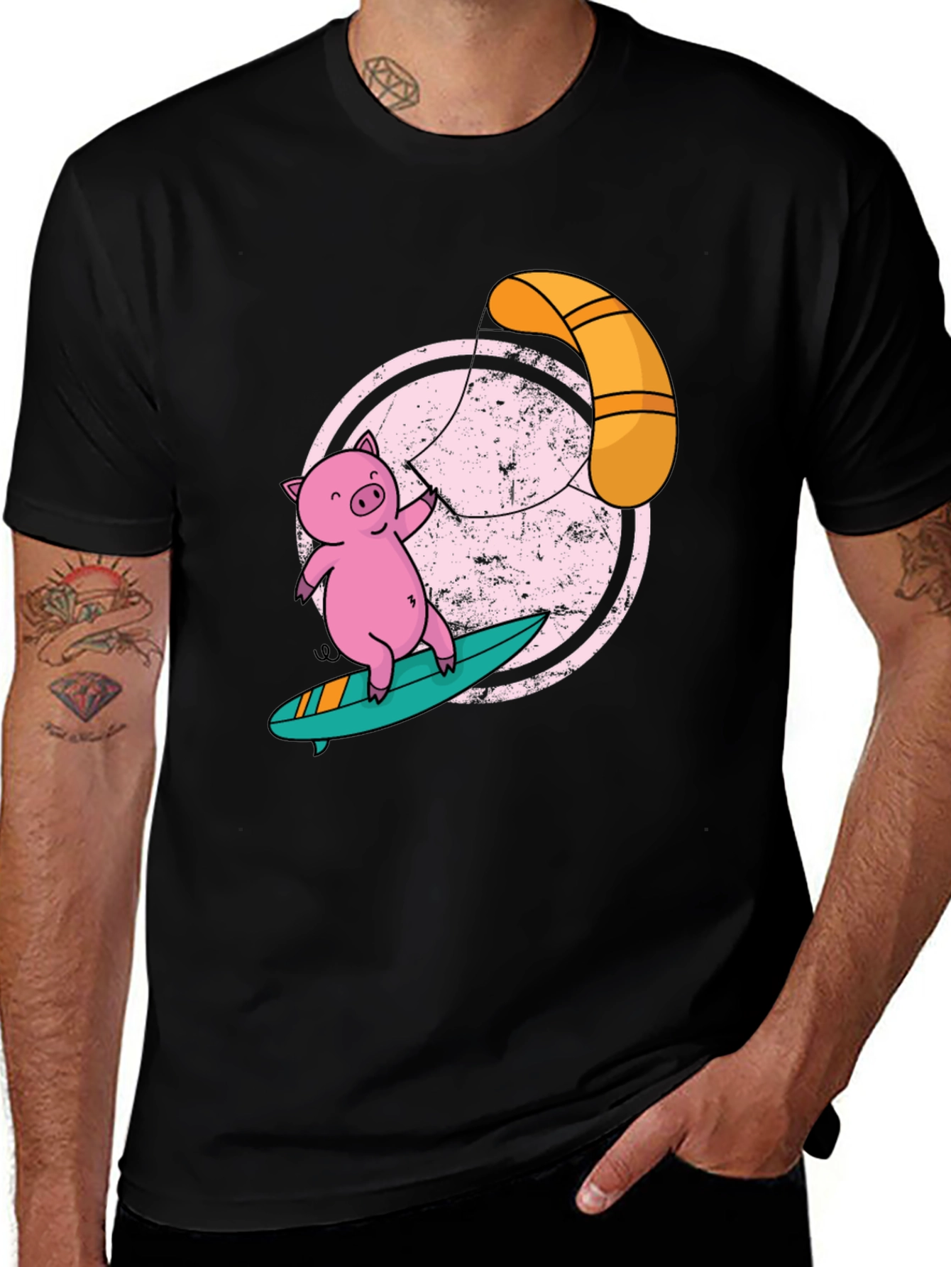 Surfing Pig T-Shirt - Unique Graphic Tee