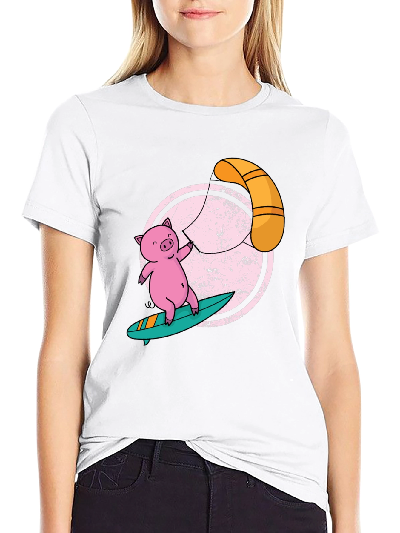 Surfing Pig T-Shirt - Unique Graphic Tee