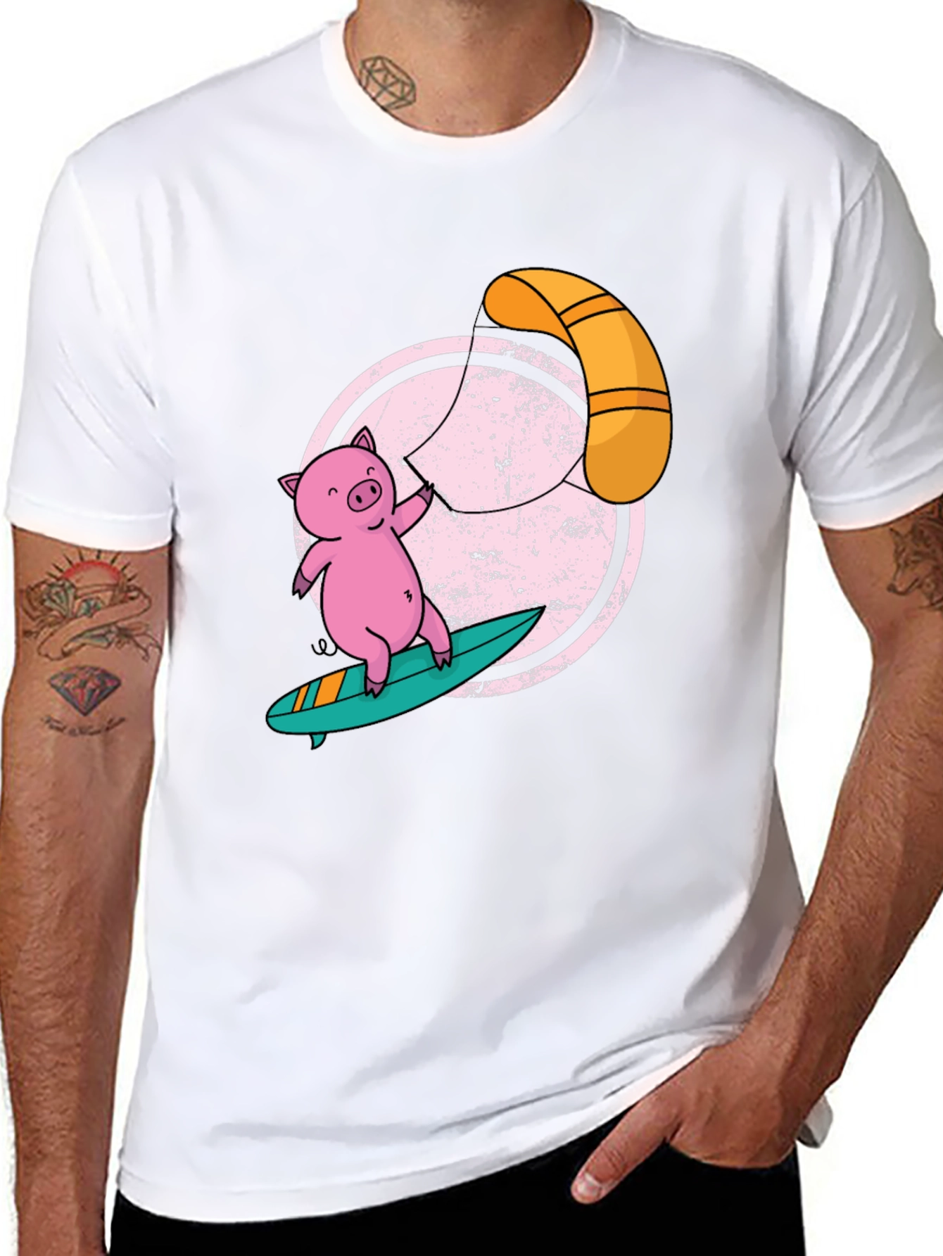Surfing Pig T-Shirt - Unique Graphic Tee