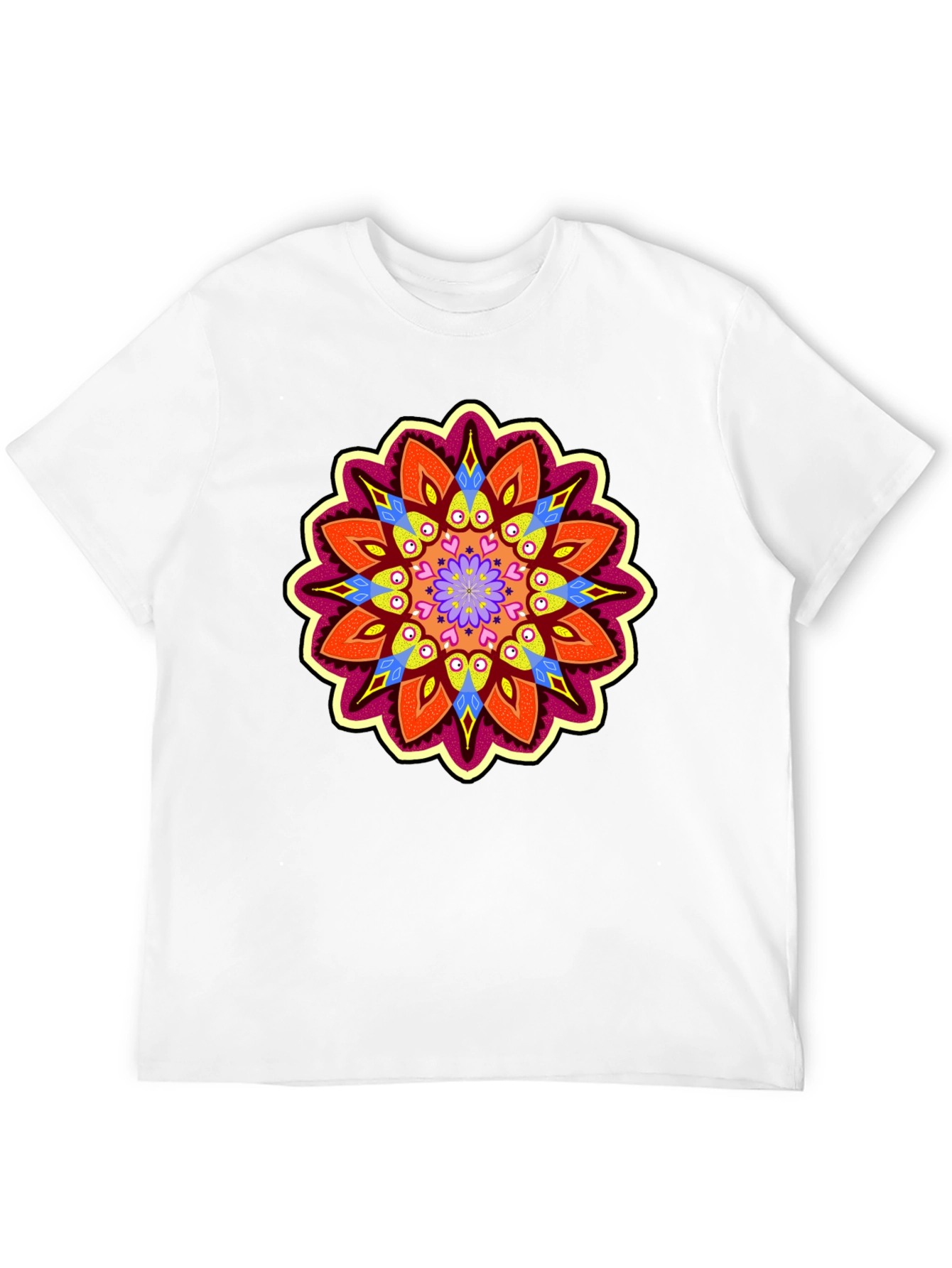 Vibrant Mandala Graphic Black T-Shirt