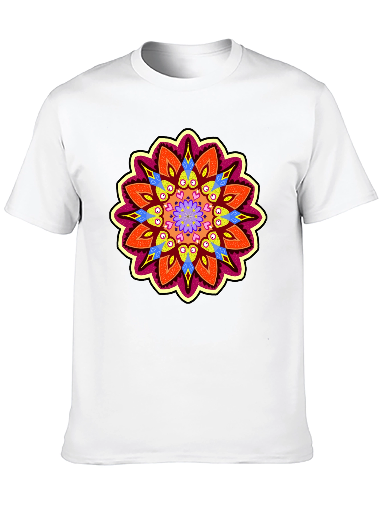 Vibrant Mandala Graphic Black T-Shirt