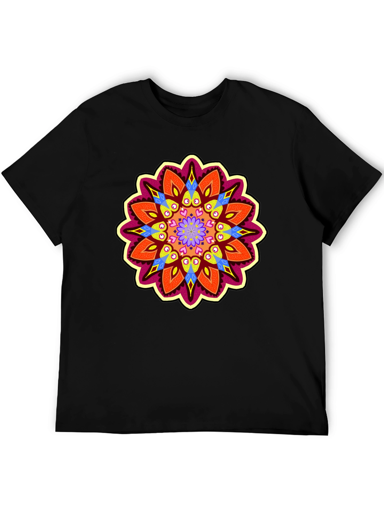 Vibrant Mandala Graphic Black T-Shirt