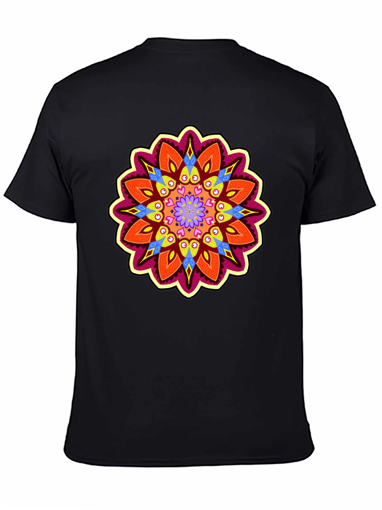 Vibrant Mandala Graphic Black T-Shirt