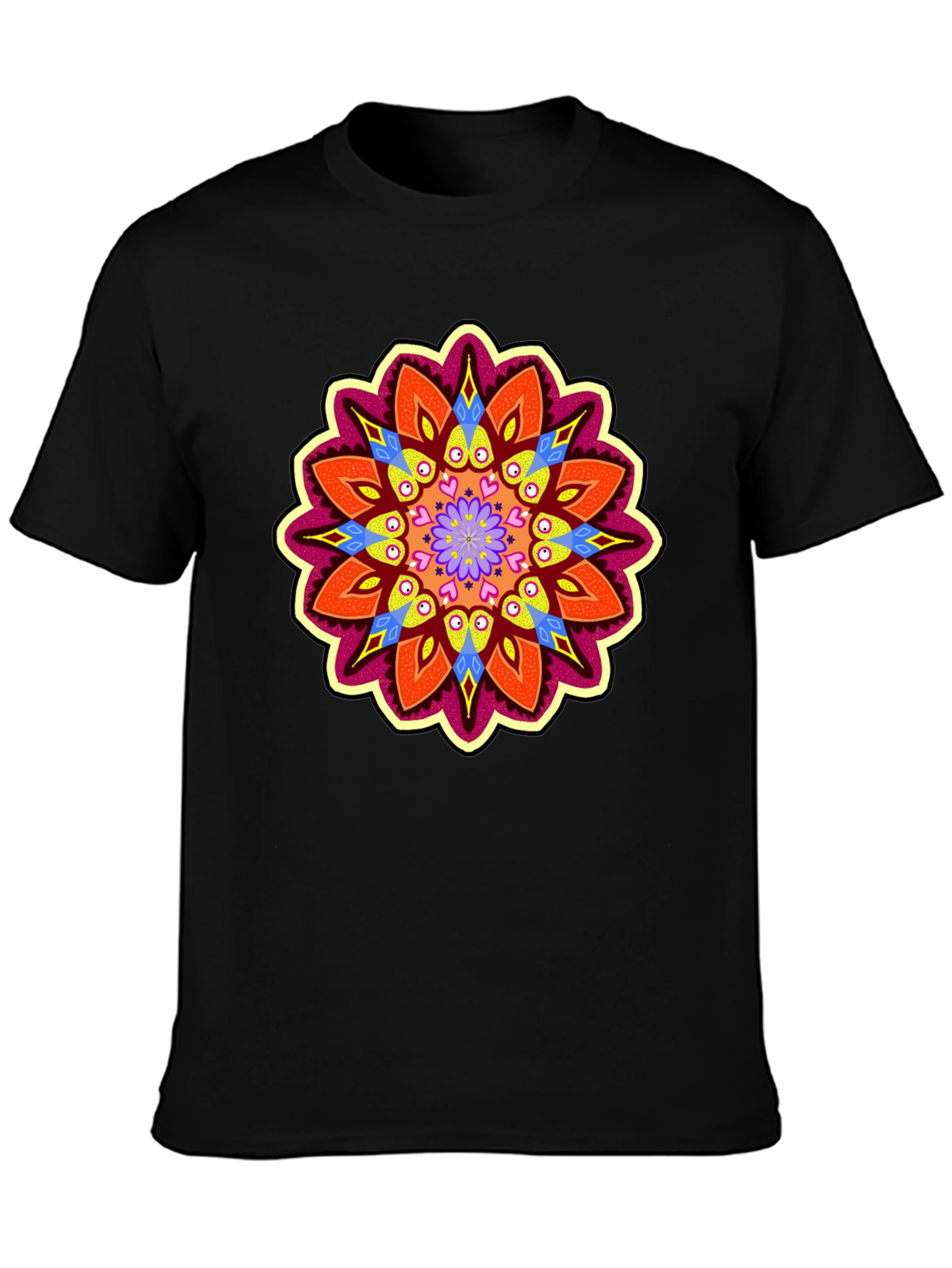 Vibrant Mandala Graphic Black T-Shirt