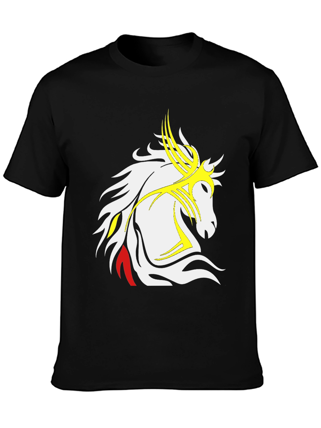 Tribal Horse Graphic Black T-Shirt