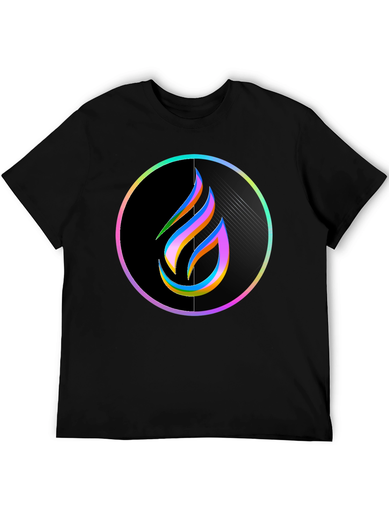 Rainbow Flame Graphic Black T-Shirt