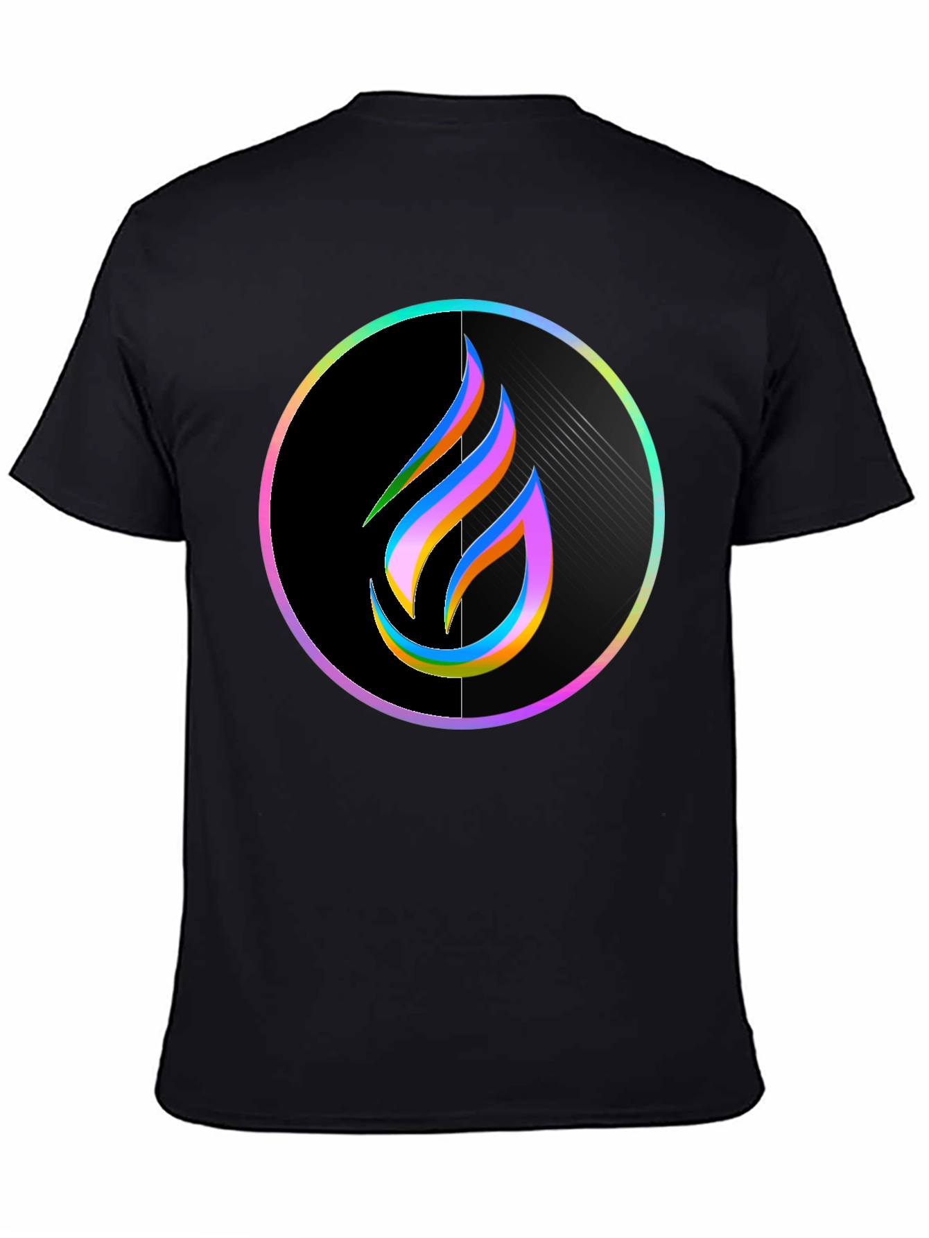 Rainbow Flame Graphic Black T-Shirt