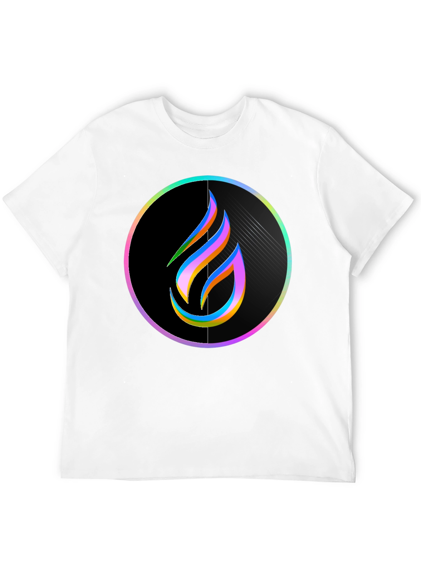 Rainbow Flame Graphic Black T-Shirt