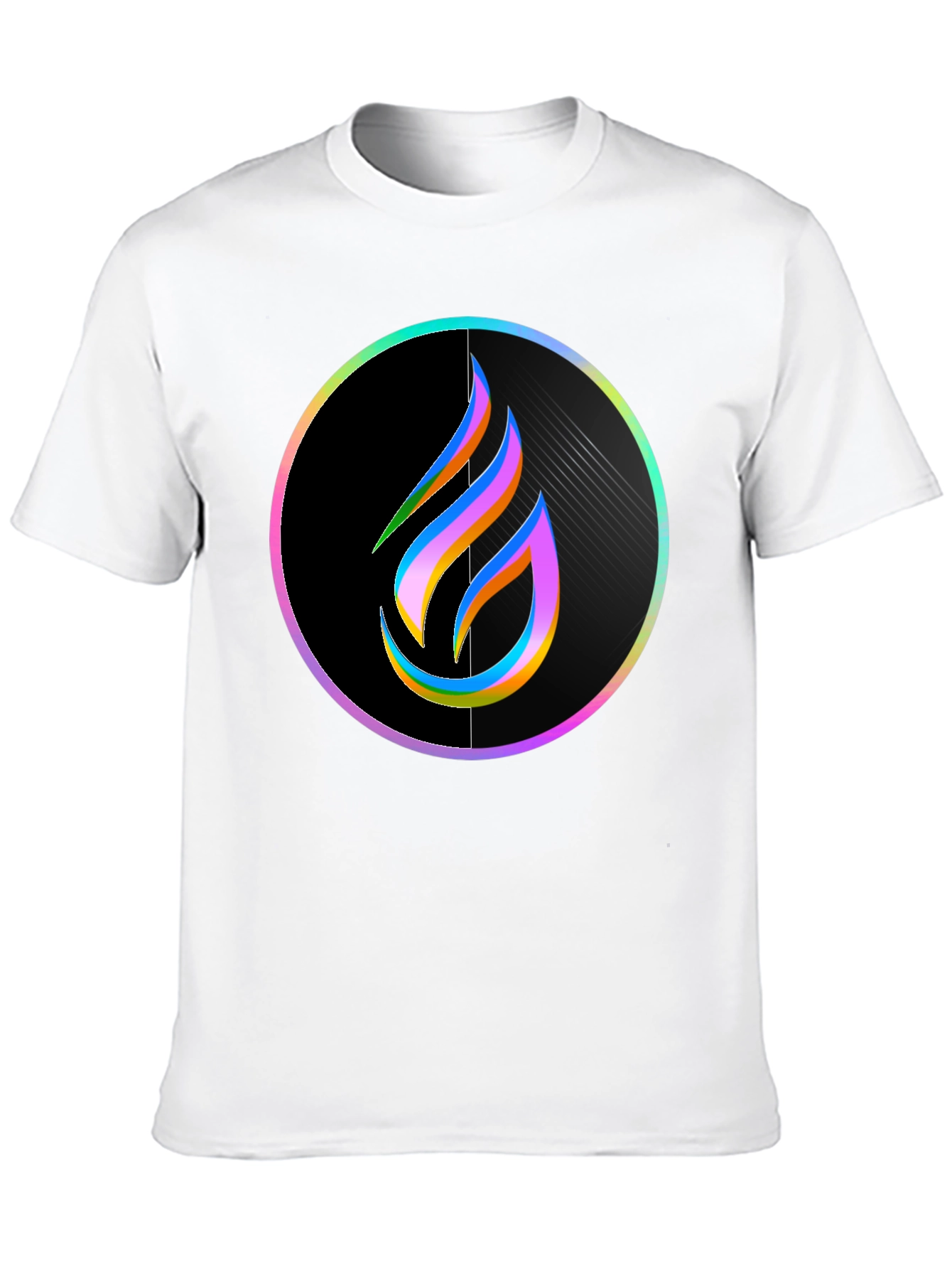 Rainbow Flame Graphic Black T-Shirt