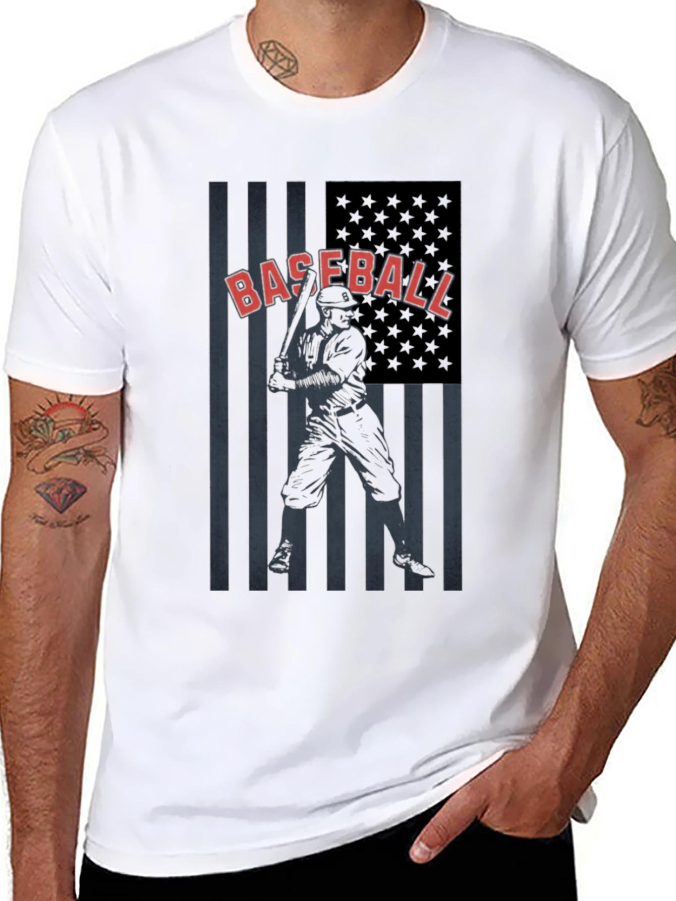Baseball American Flag T-Shirt