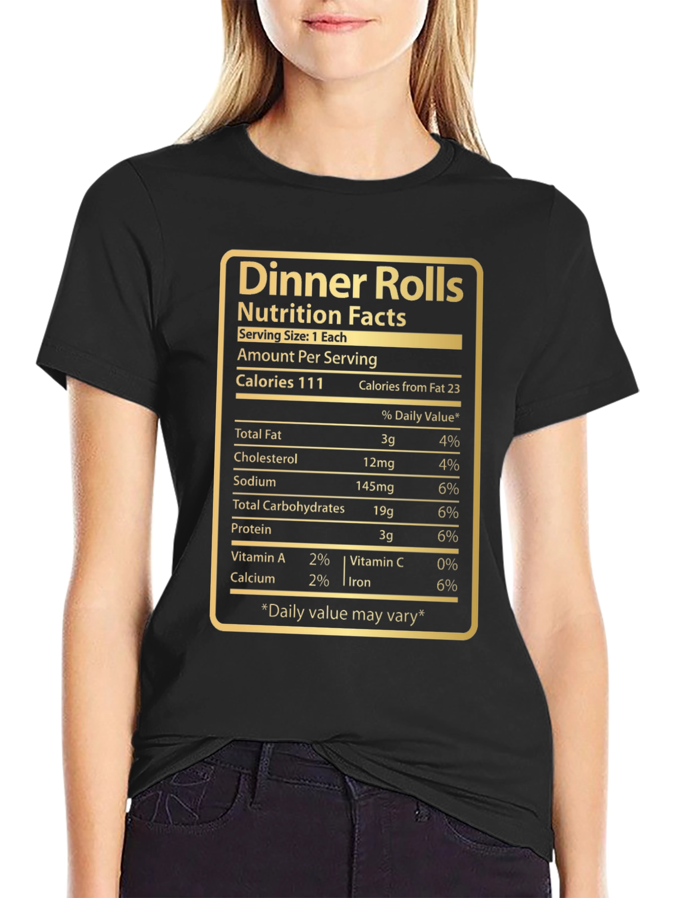 Dinner Rolls Nutrition Facts T-Shirt - Funny Foodie Tee