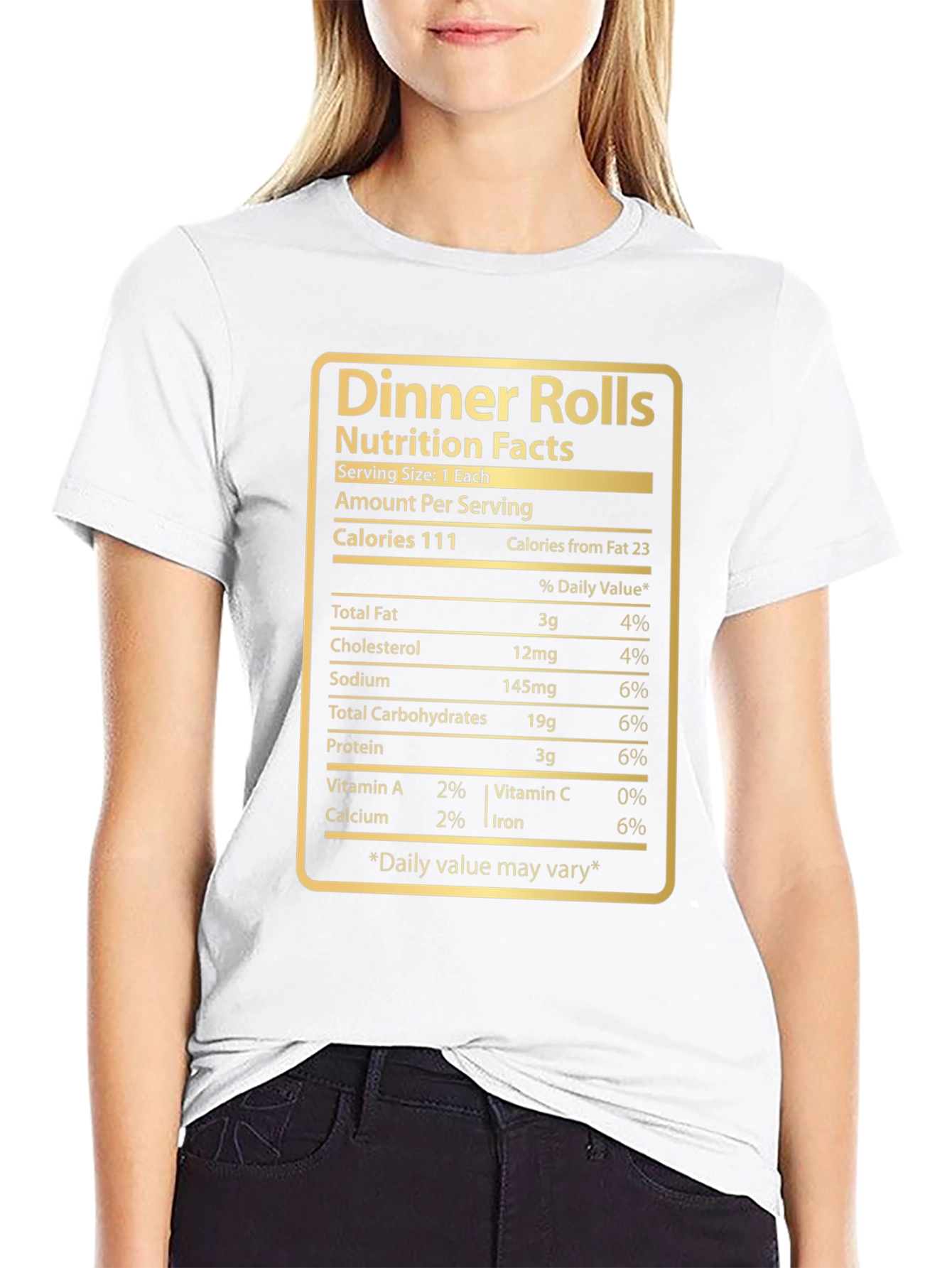 Dinner Rolls Nutrition Facts T-Shirt - Funny Foodie Tee
