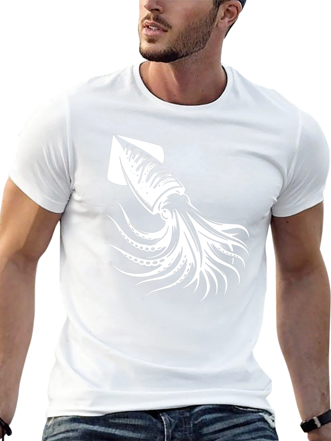 Squid Graphic Tee - Black Cotton T-Shirt