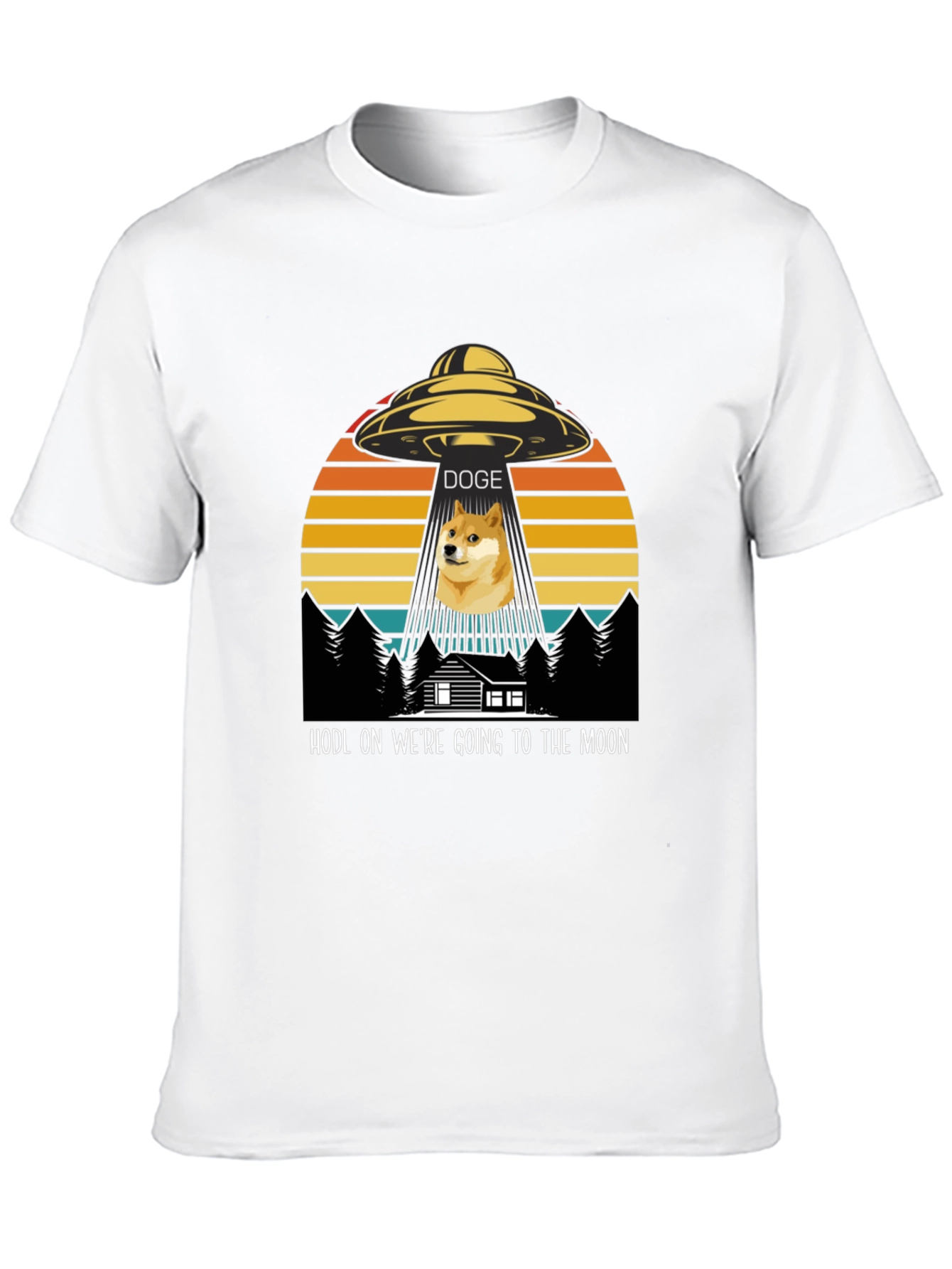 Doge HODL Moon Black T-Shirt
