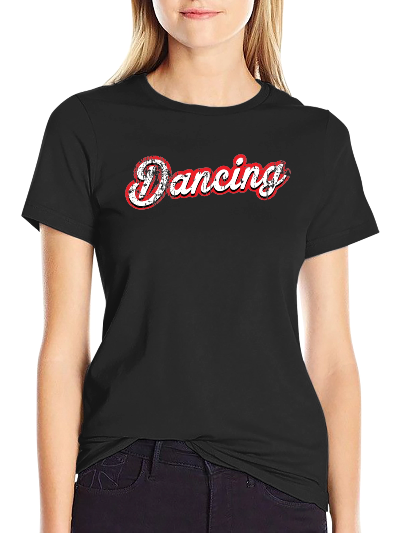 Dancing Graphic Print Black T-Shirt