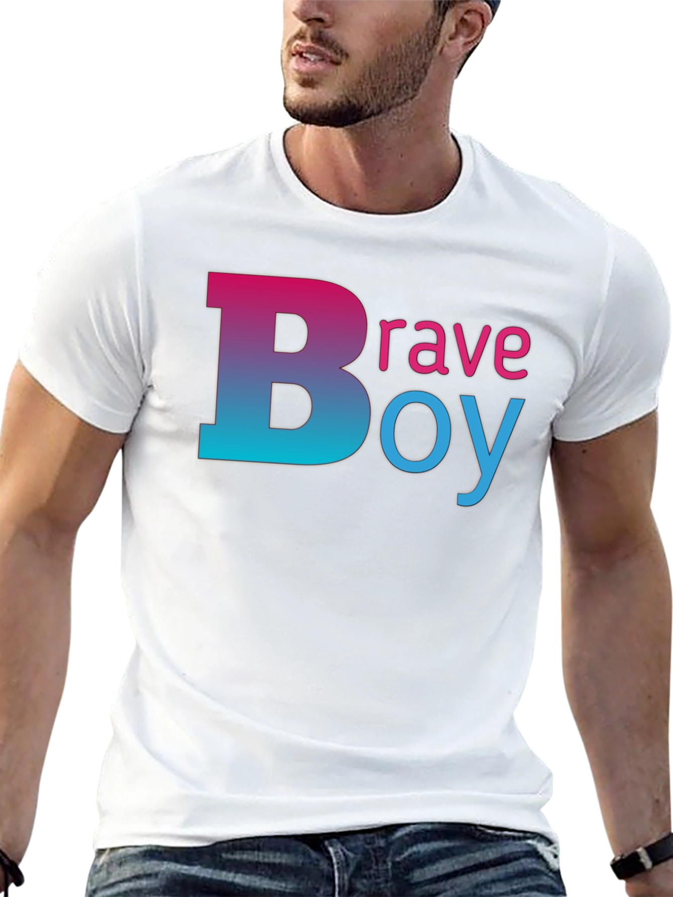 Brave Boy Graphic Tee - Gradient Word Design