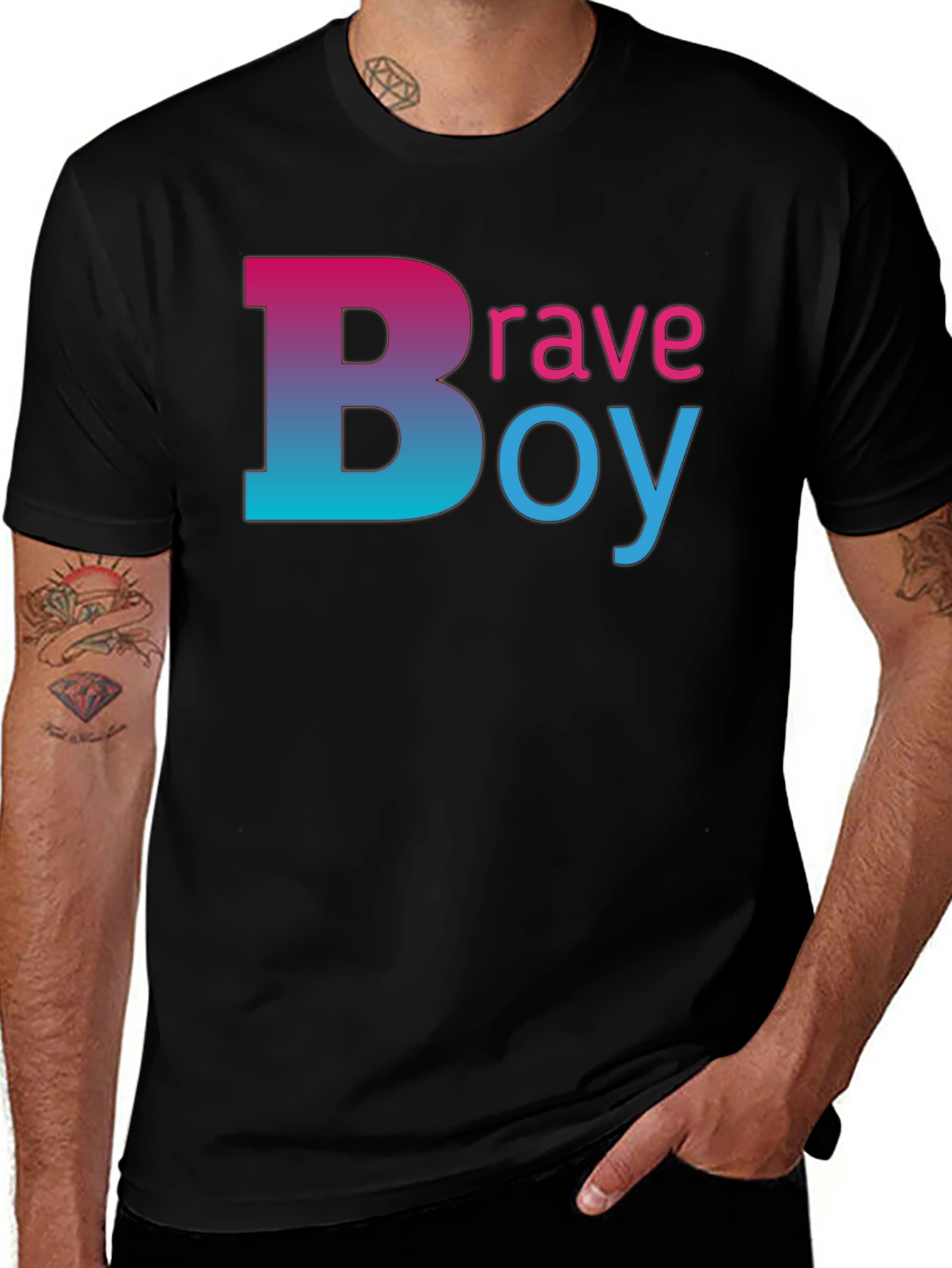 Brave Boy Graphic Tee - Gradient Word Design