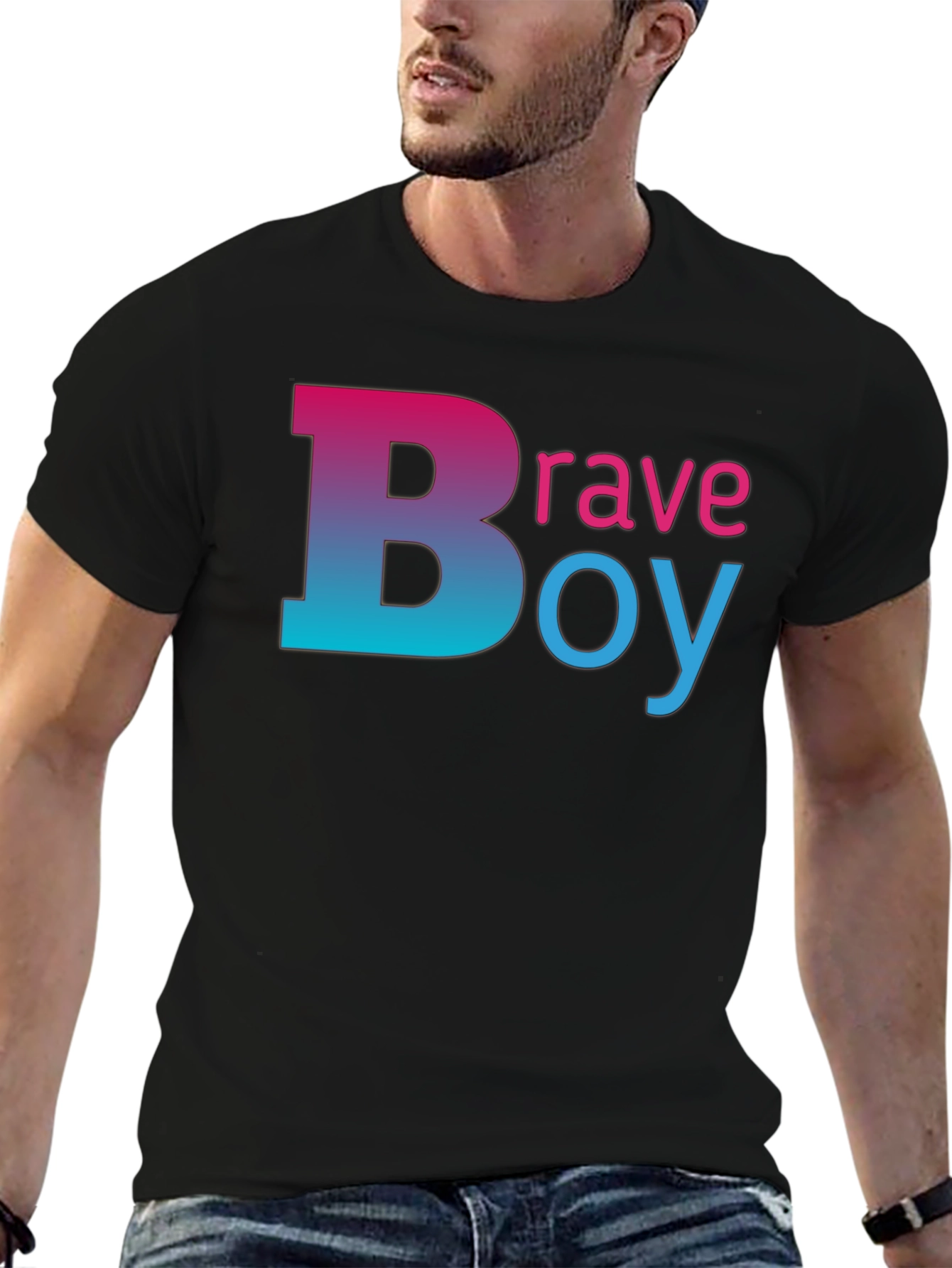 Brave Boy Graphic Tee - Gradient Word Design
