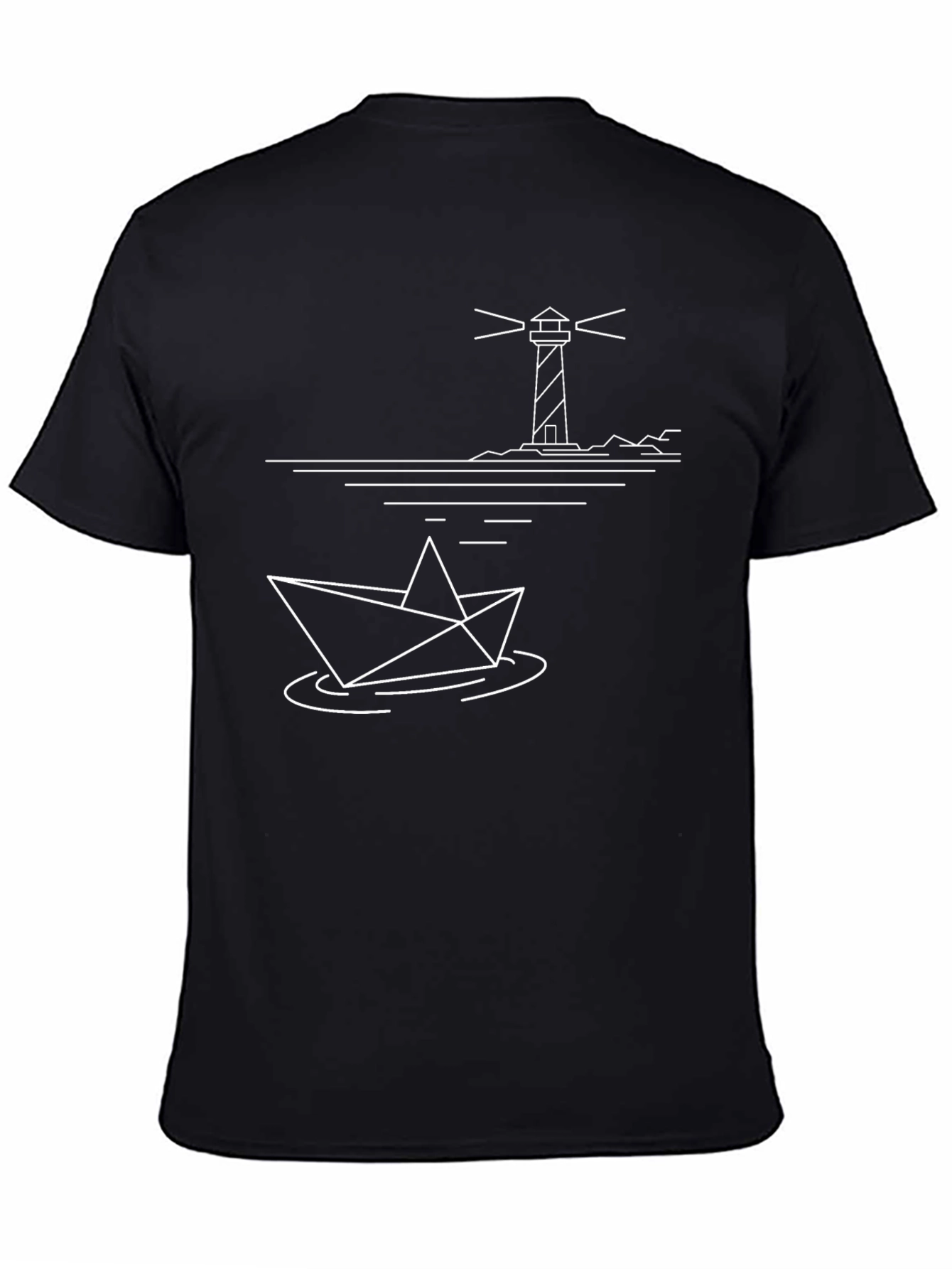 Nautical Lighthouse Paper Boat Graphic Tee