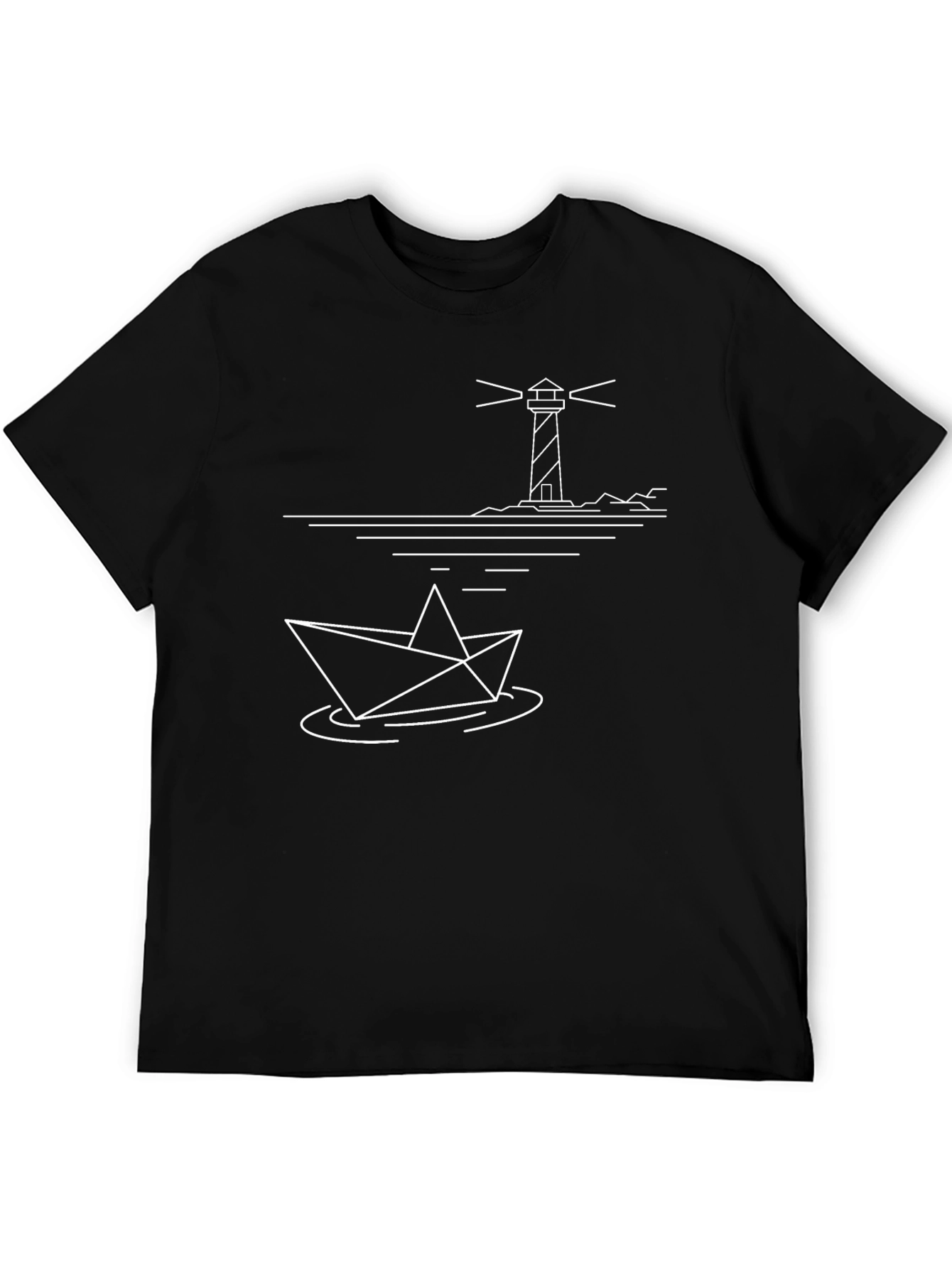 Nautical Lighthouse Paper Boat Graphic Tee