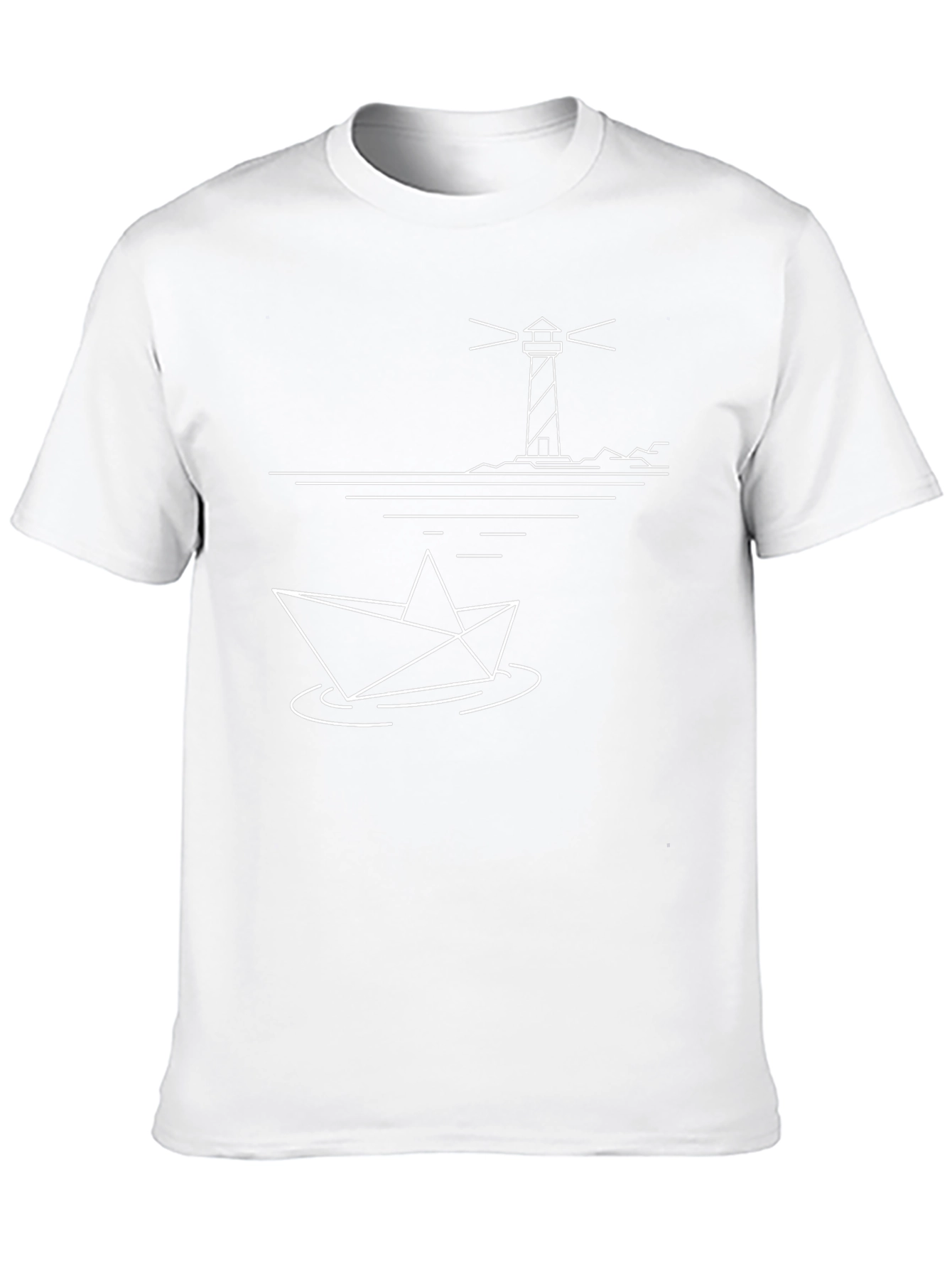 Nautical Lighthouse Paper Boat Graphic Tee