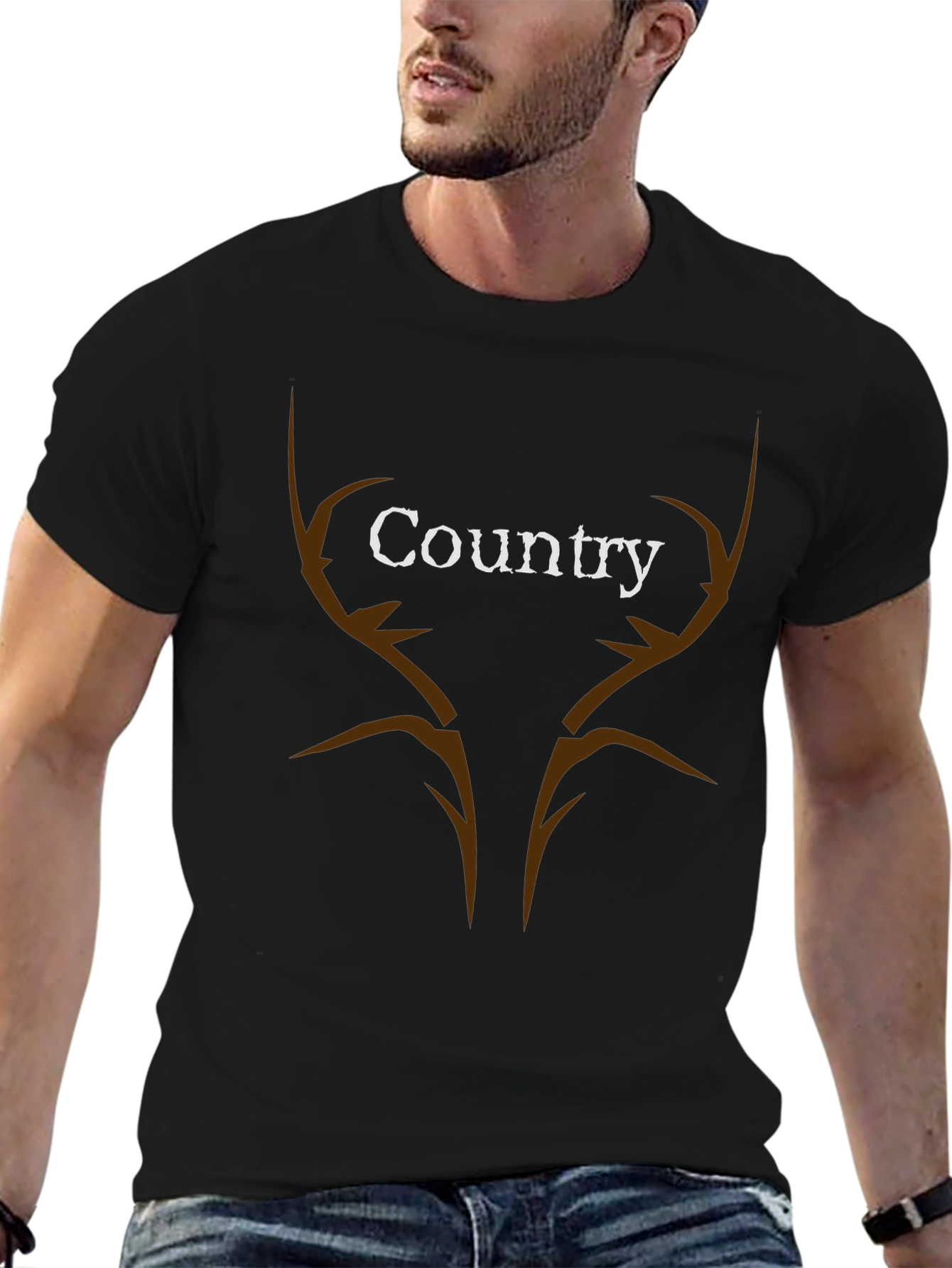 Country Antler T-Shirt - Black