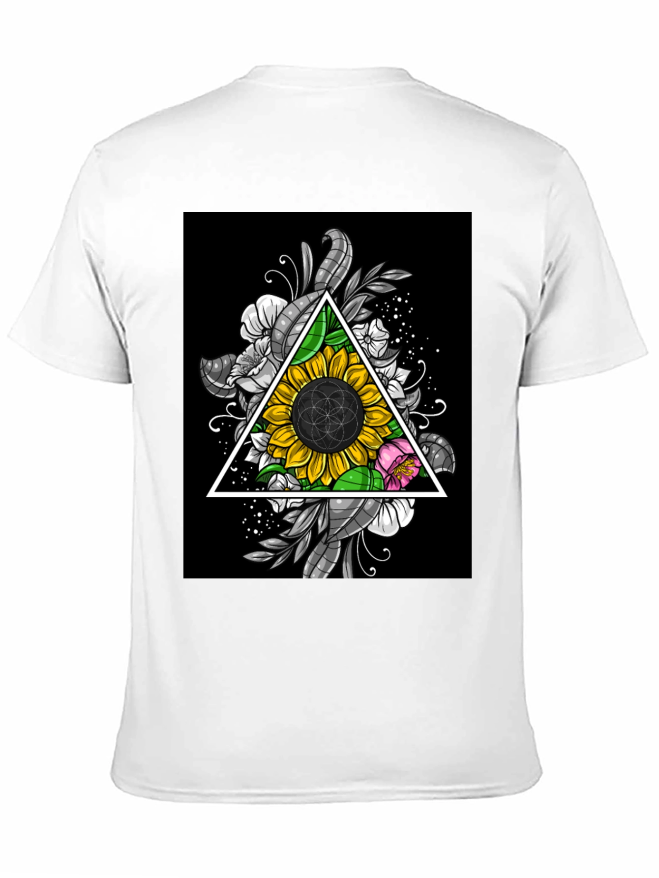 Sunflower Triangle Graphic T-Shirt - Black