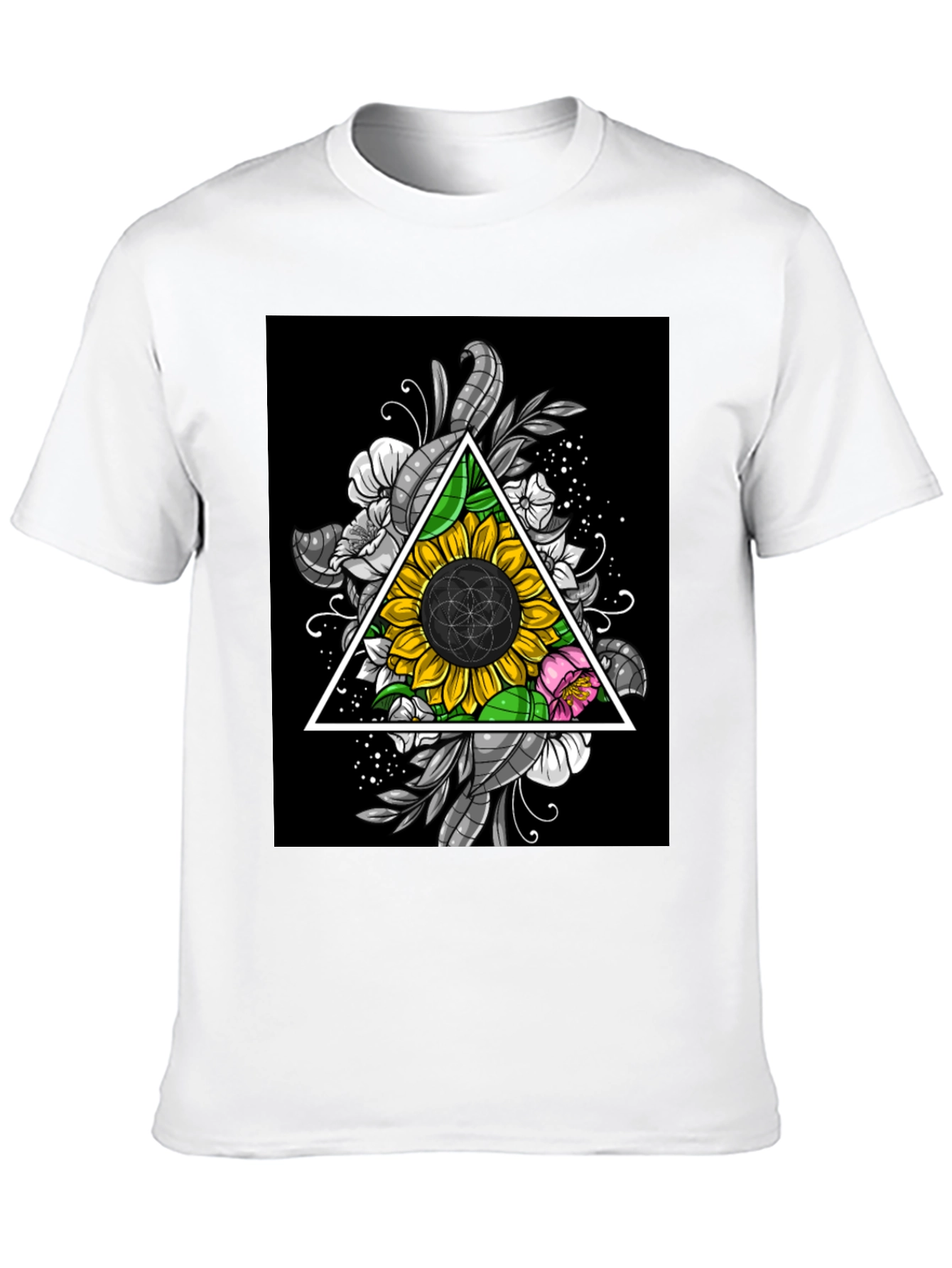 Sunflower Triangle Graphic T-Shirt - Black