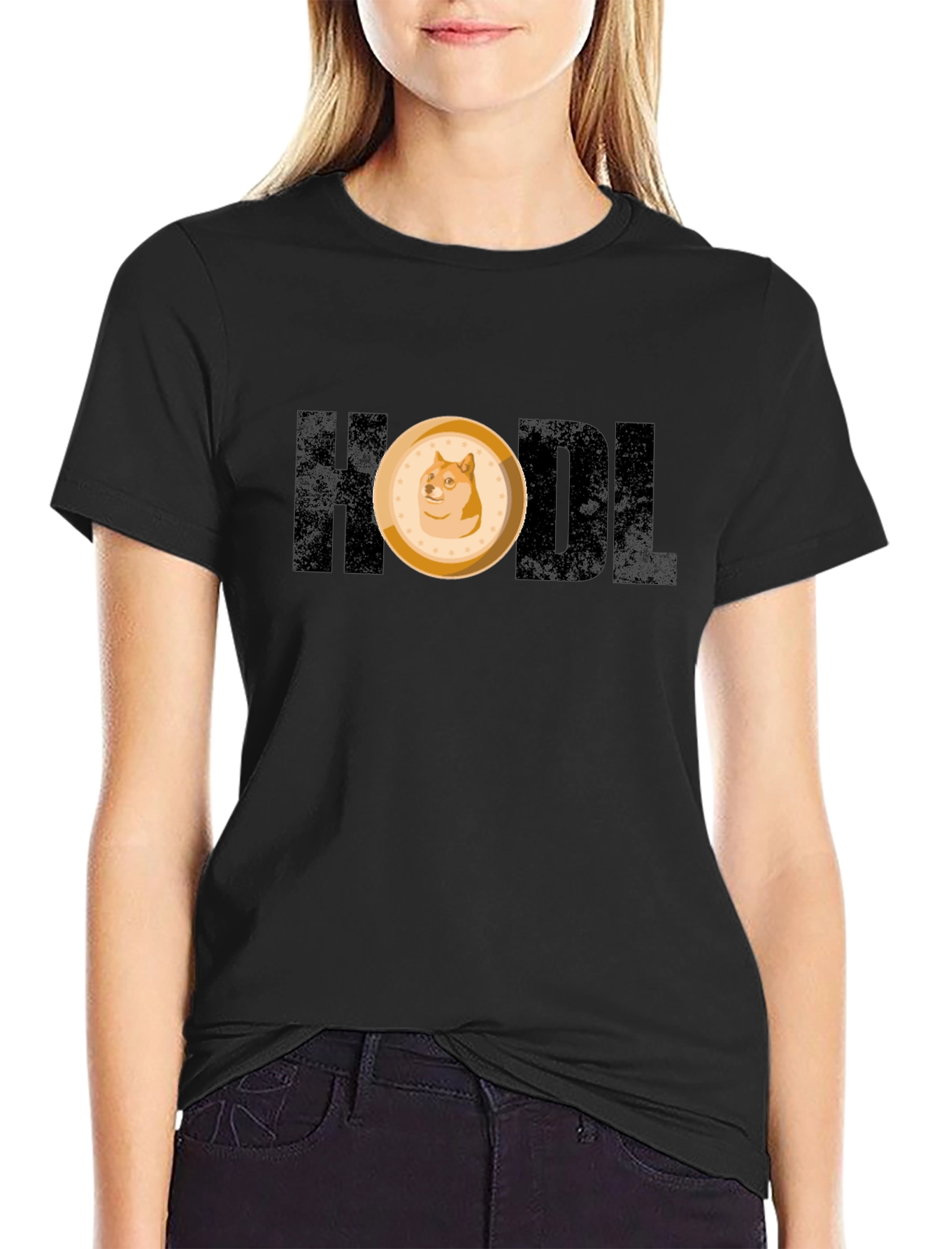 HODL Doge Meme Crypto Black T-Shirt