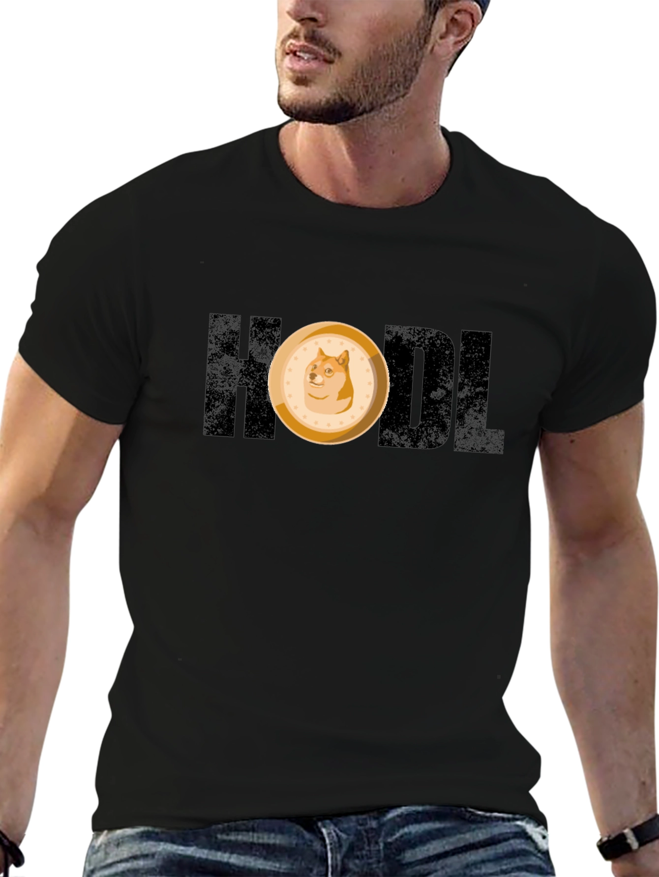 HODL Doge Meme Crypto Black T-Shirt