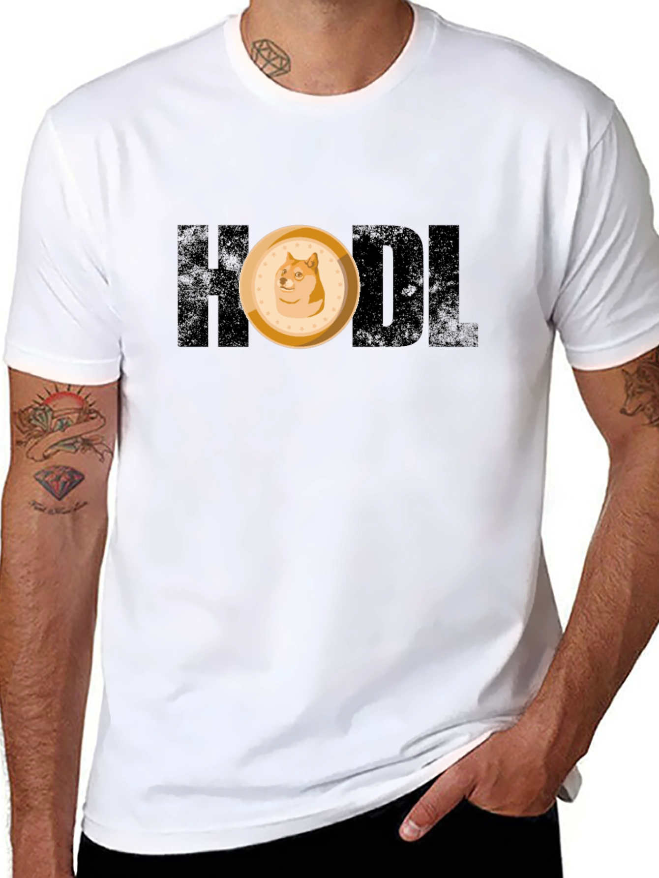 HODL Doge Meme Crypto Black T-Shirt
