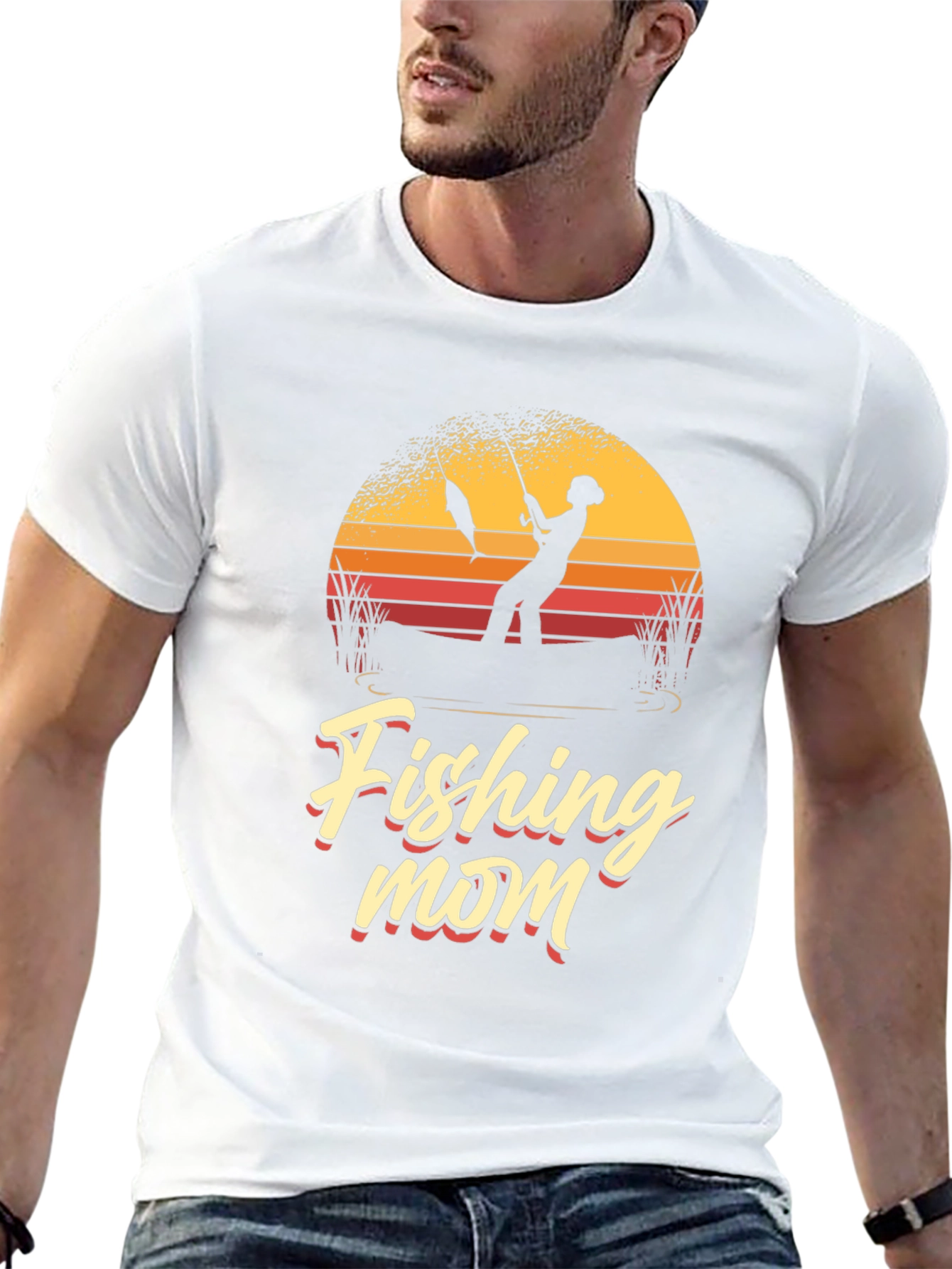 Fishing Mom T-Shirt - Sunset Design