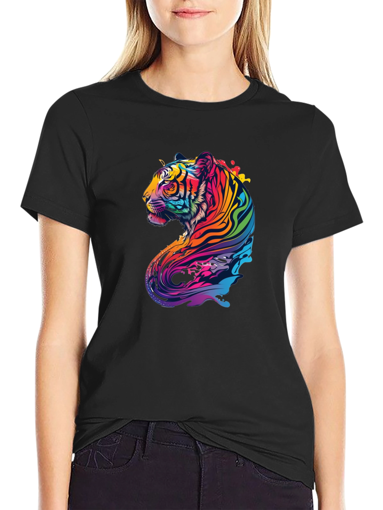 Vivid Tiger Graphic Black Tee