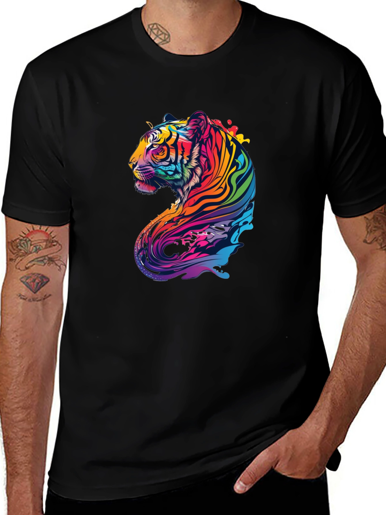 Vivid Tiger Graphic Black Tee