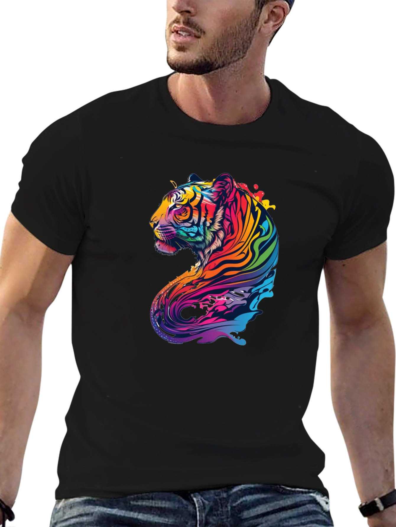 Vivid Tiger Graphic Black Tee