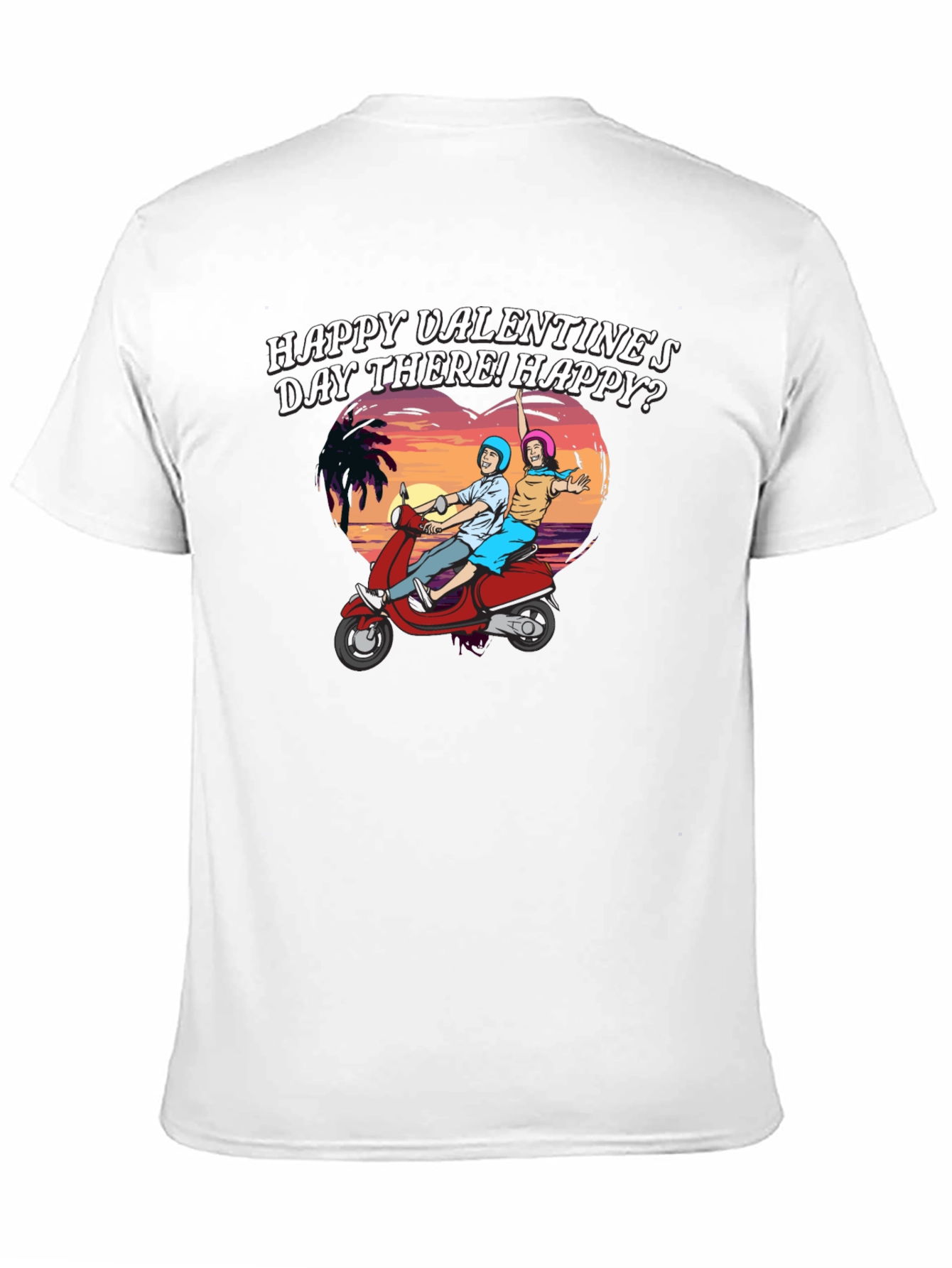 Happy Valentines Day Couple Scooter Graphic Tee
