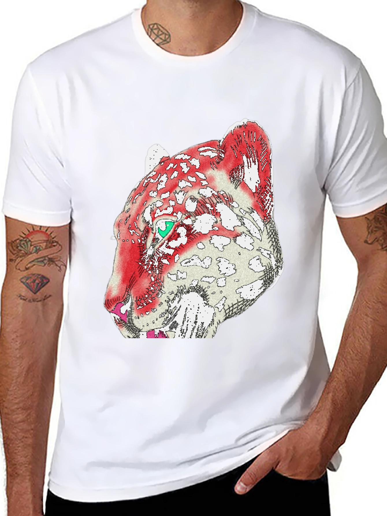 Bold Graphic Tee: Red Leopard Print T-Shirt