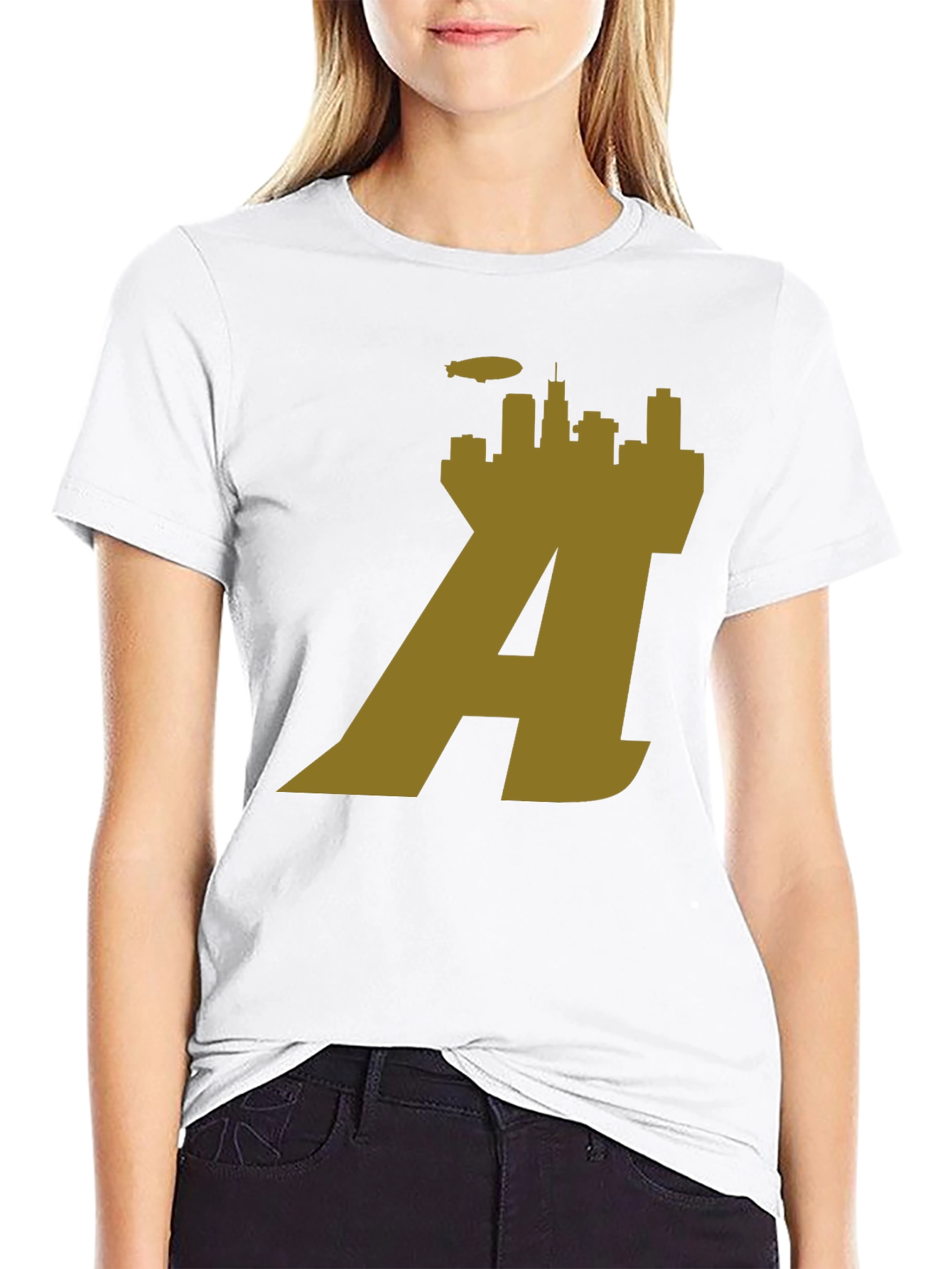 Chicago Skyline A Logo Black T-Shirt