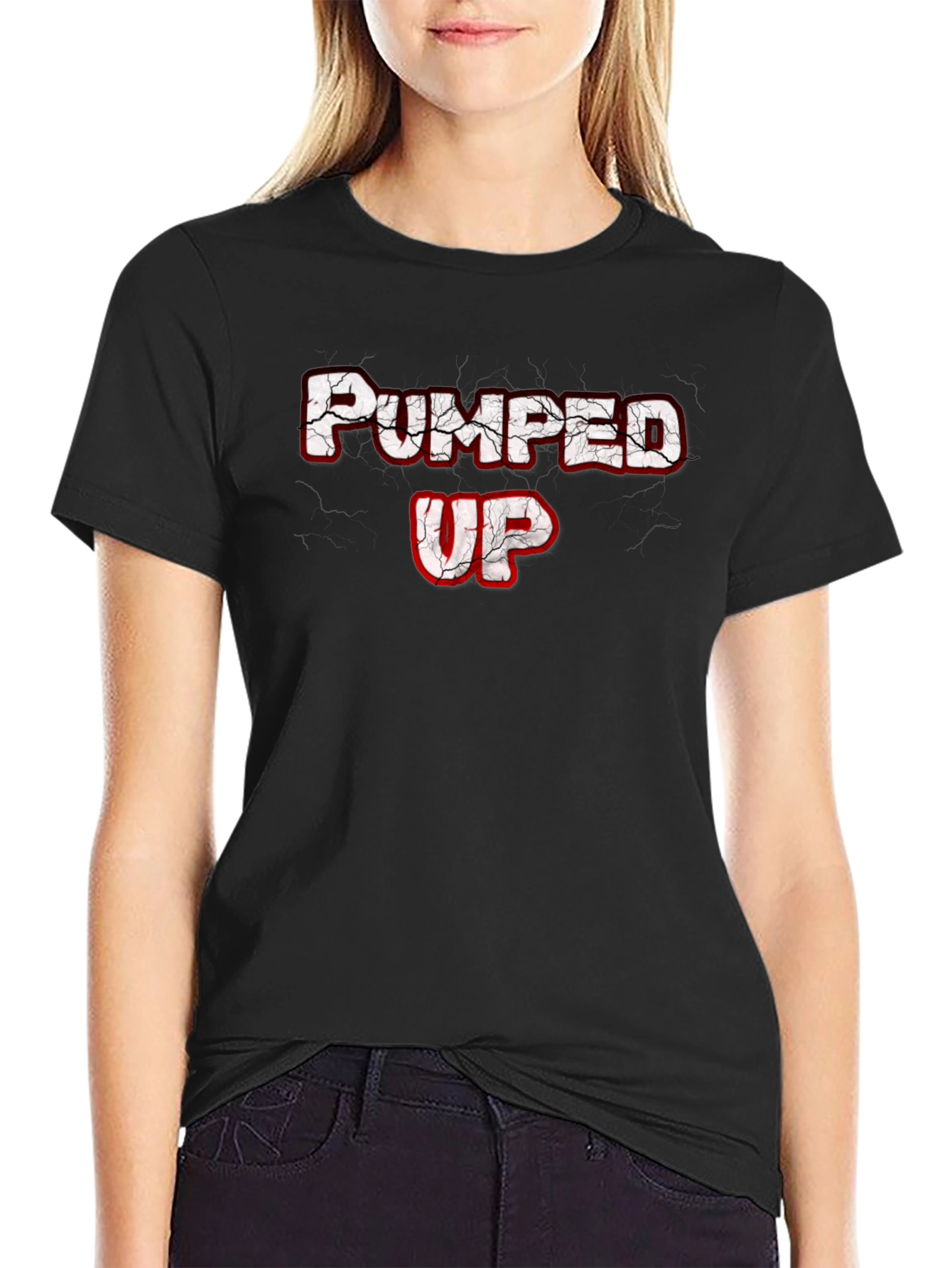 Pumped Up Graphic Tee - Black Cotton T-Shirt