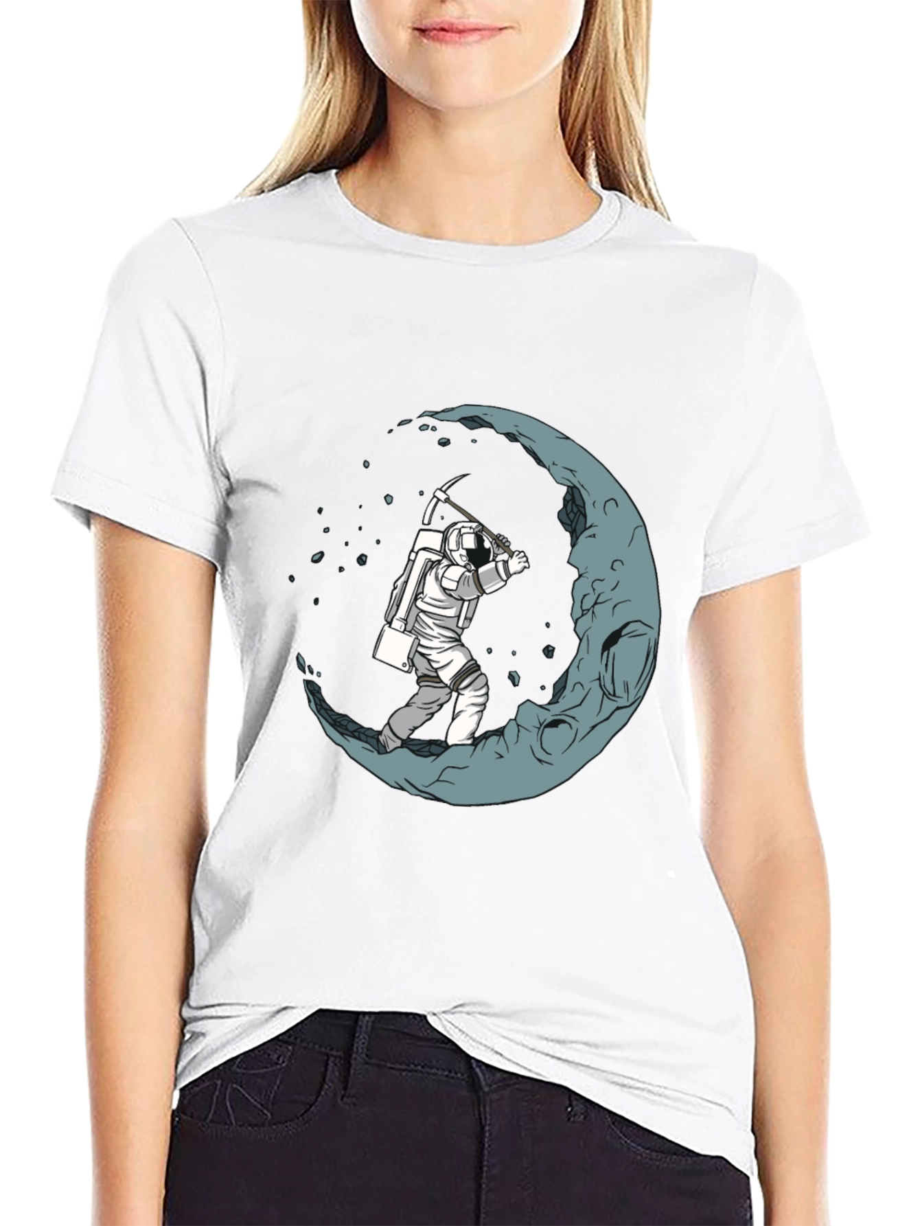 Moon Miner Graphic Tee - Black Cotton Blend