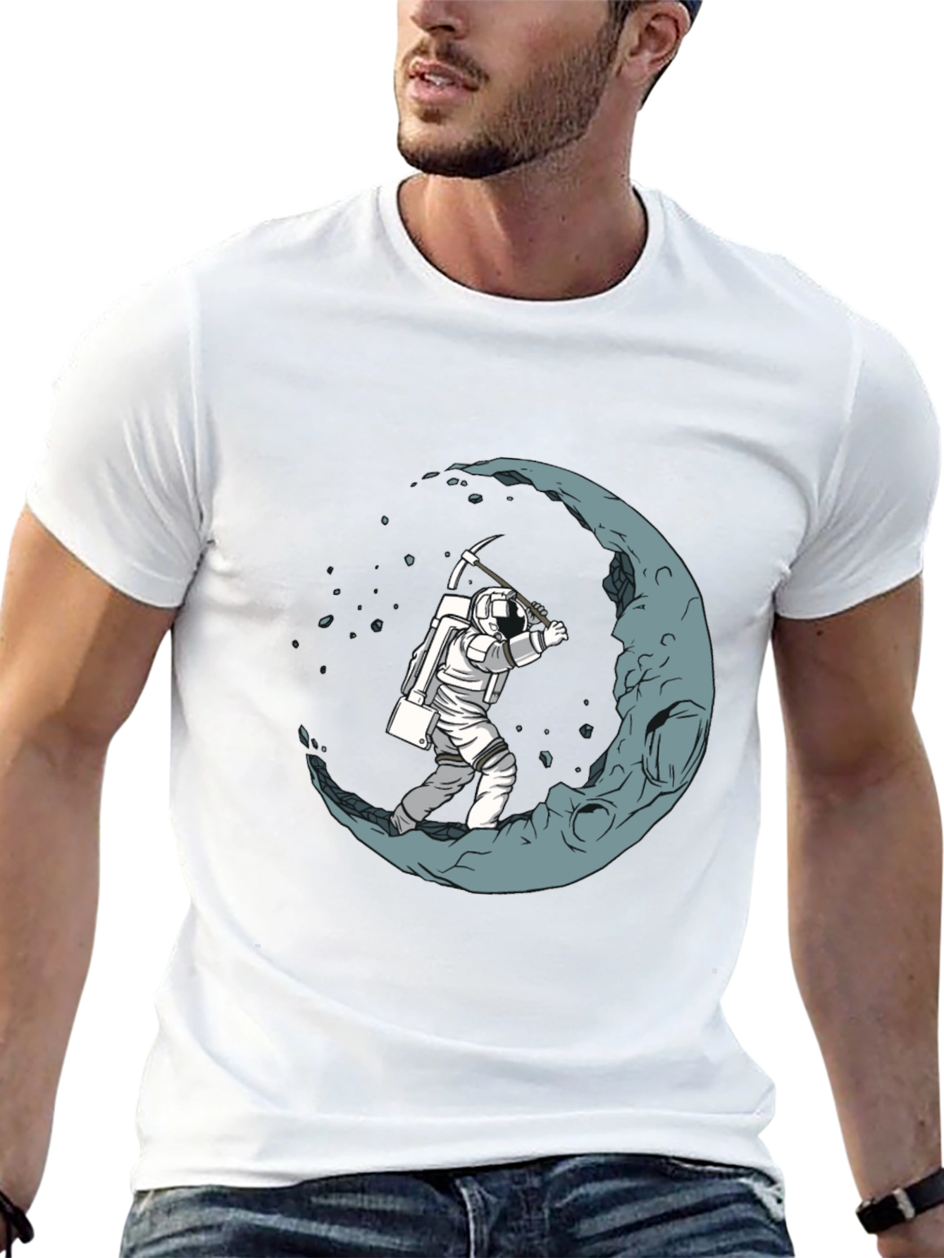 Moon Miner Graphic Tee - Black Cotton Blend