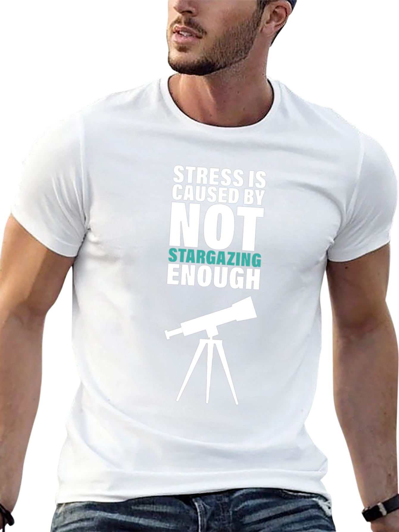 Stargazing Stress Relief Black Cotton Tee