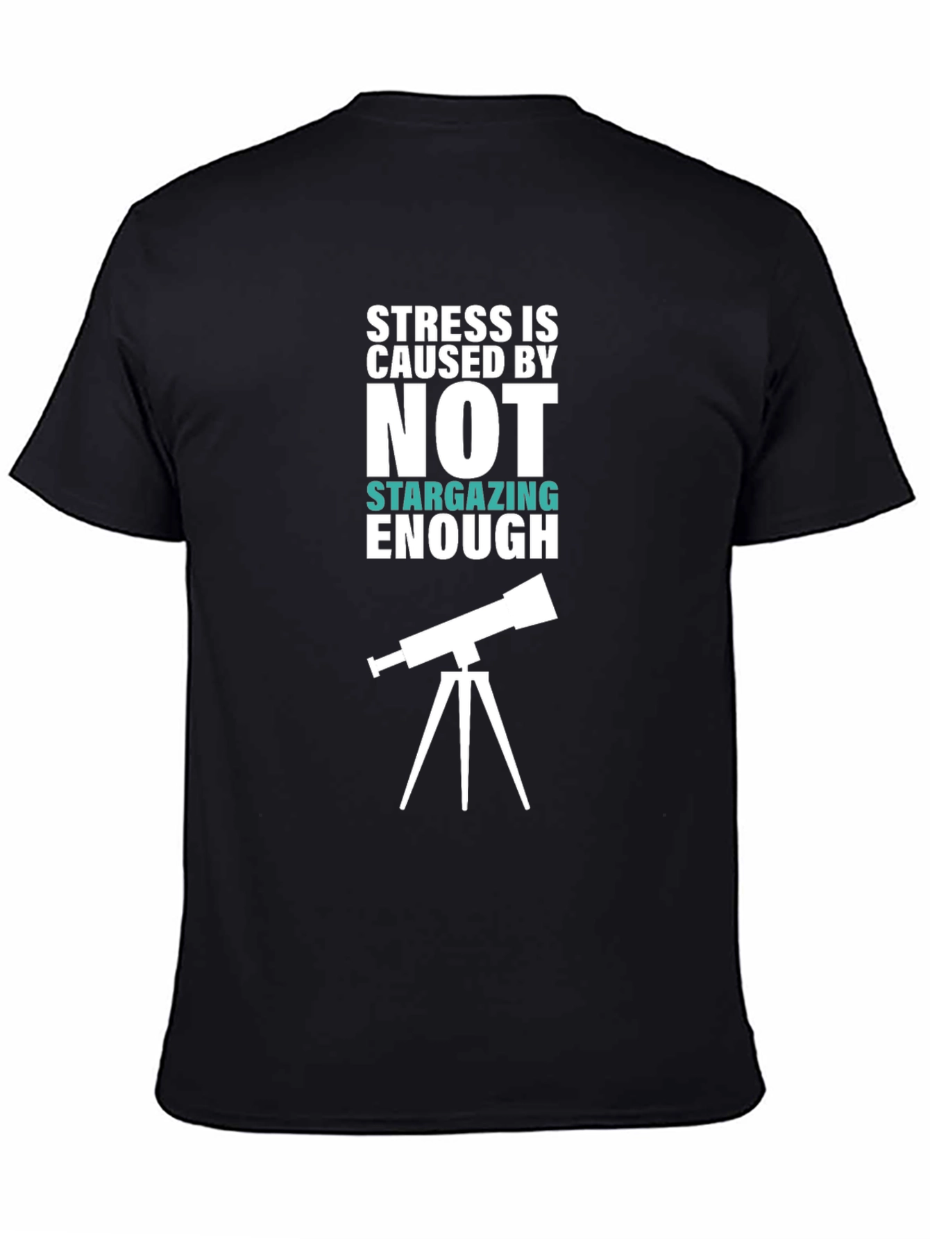 Stargazing Stress Relief Black Cotton Tee