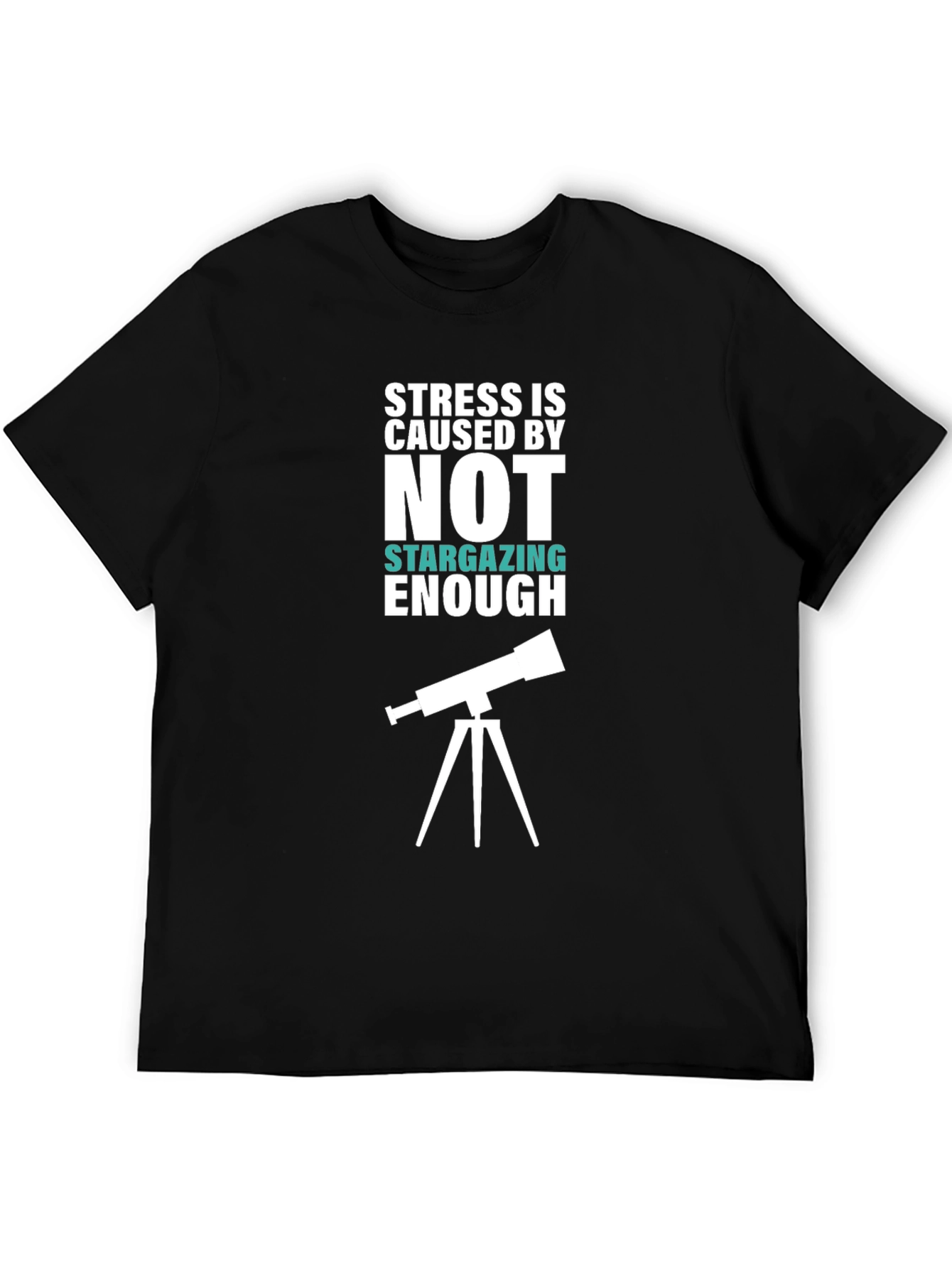 Stargazing Stress Relief Black Cotton Tee