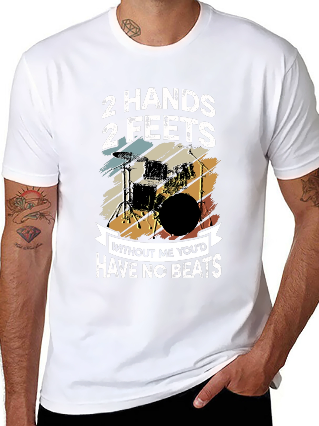Drummer T-Shirt: 2 Hands 2 Feet - No Beats